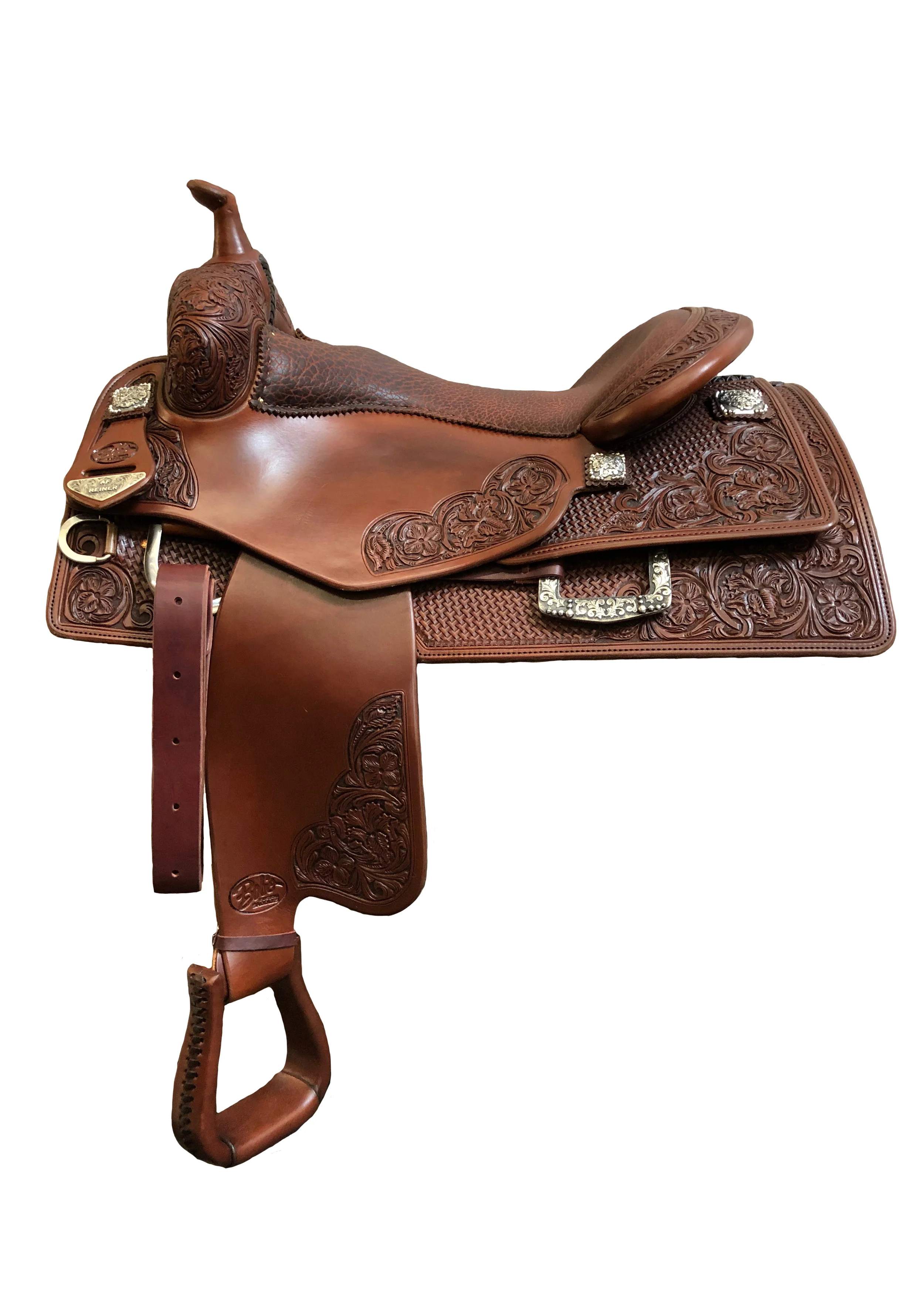 AF Reiner 128 custom western saddle built for competitive reining with premium leather construction.