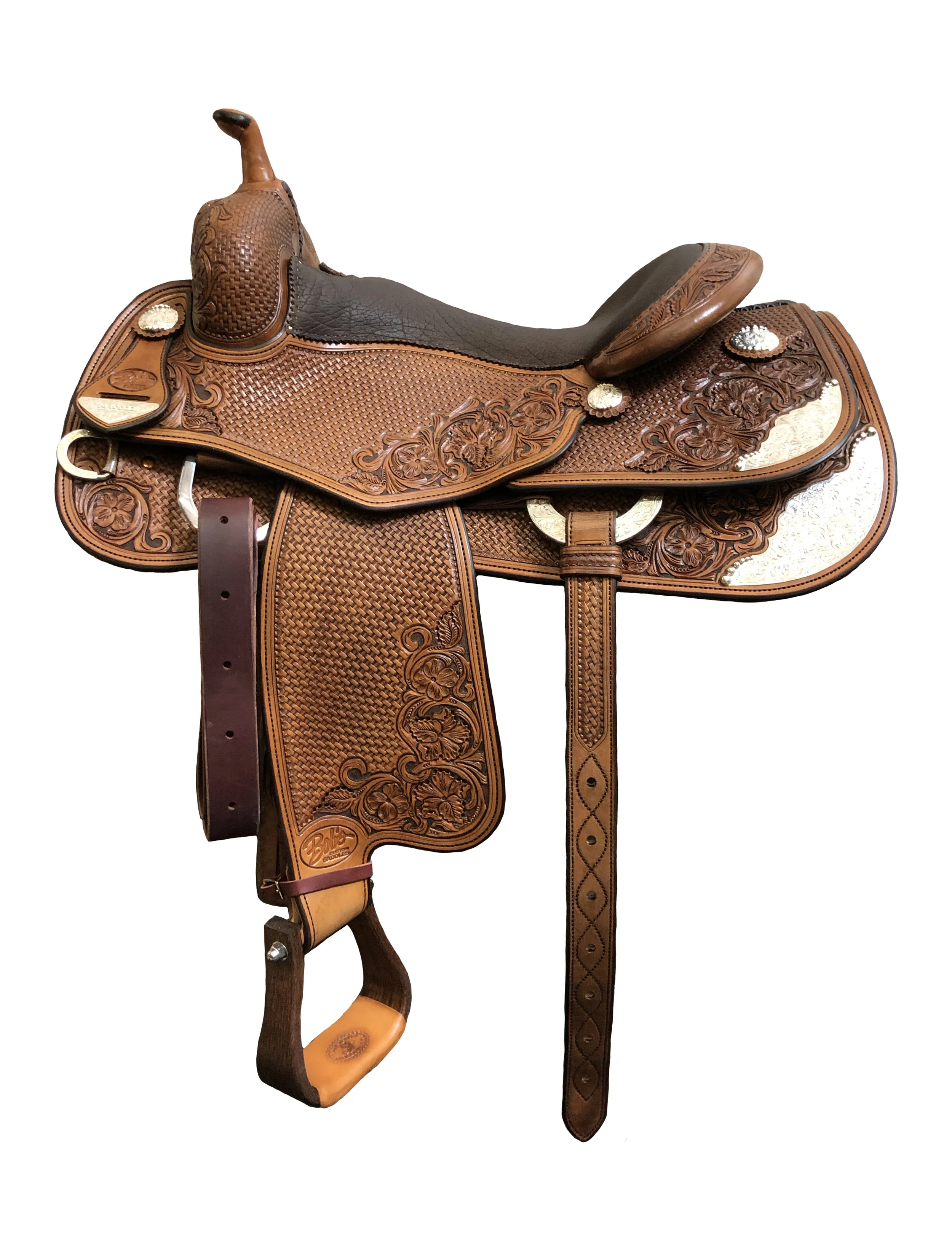 AF Reiner 355 custom western saddle handcrafted for reining competitions with premium craftsmanship.
