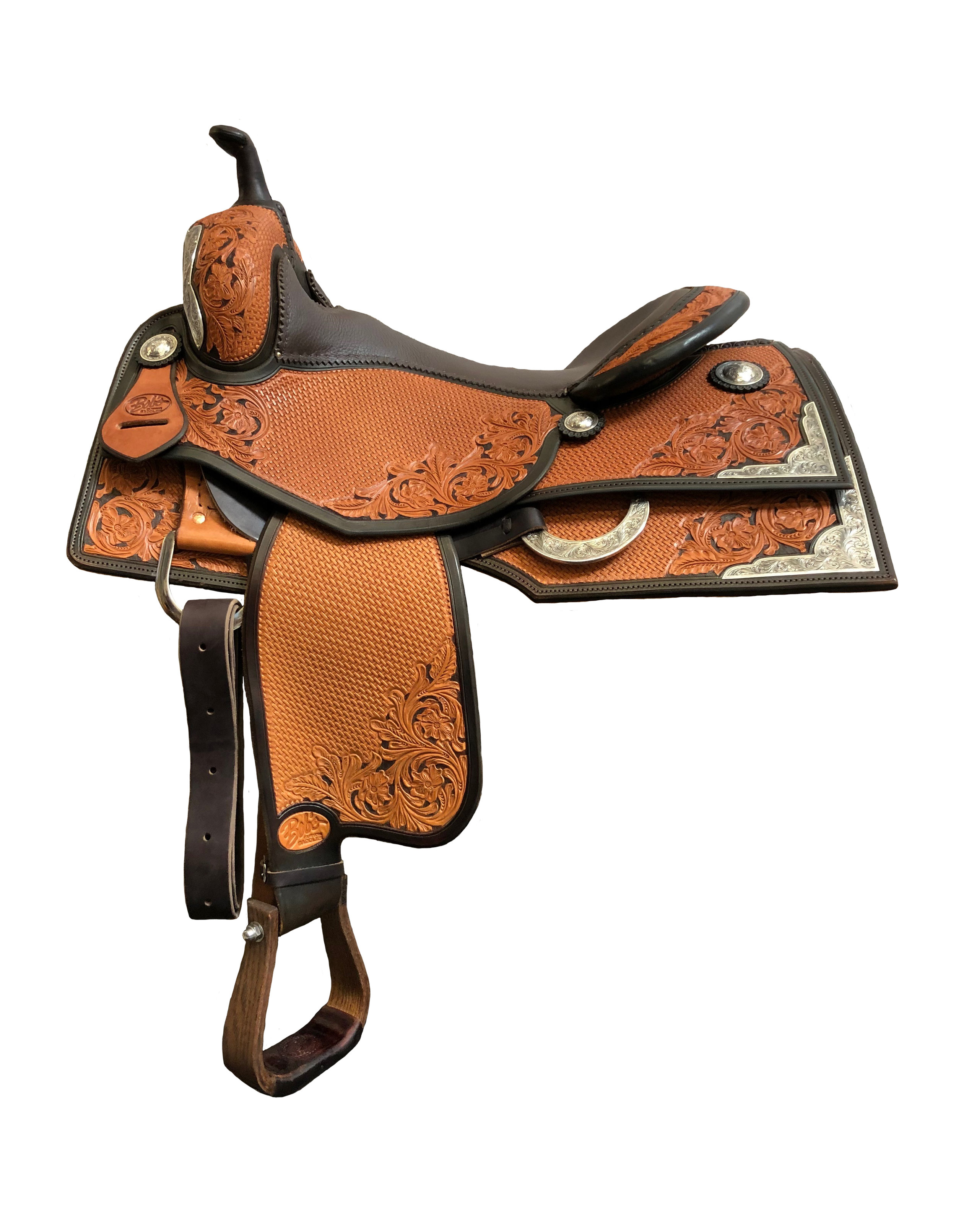 Bob Avila 745 custom western saddle handcrafted for performance riding with premium leather construction.