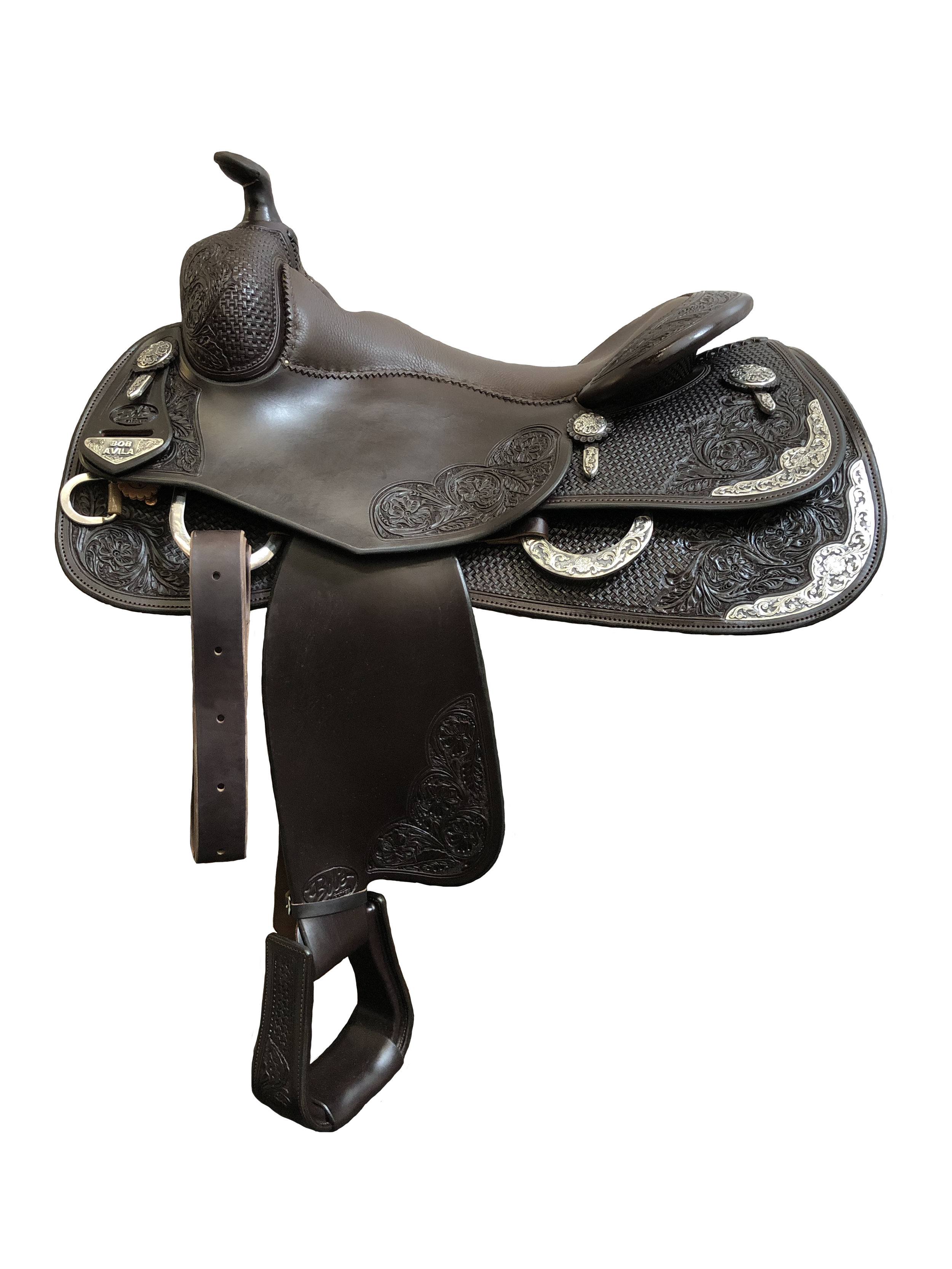 Bob Avila Reiner 105 custom western saddle designed for competitive reining with premium craftsmanship.
