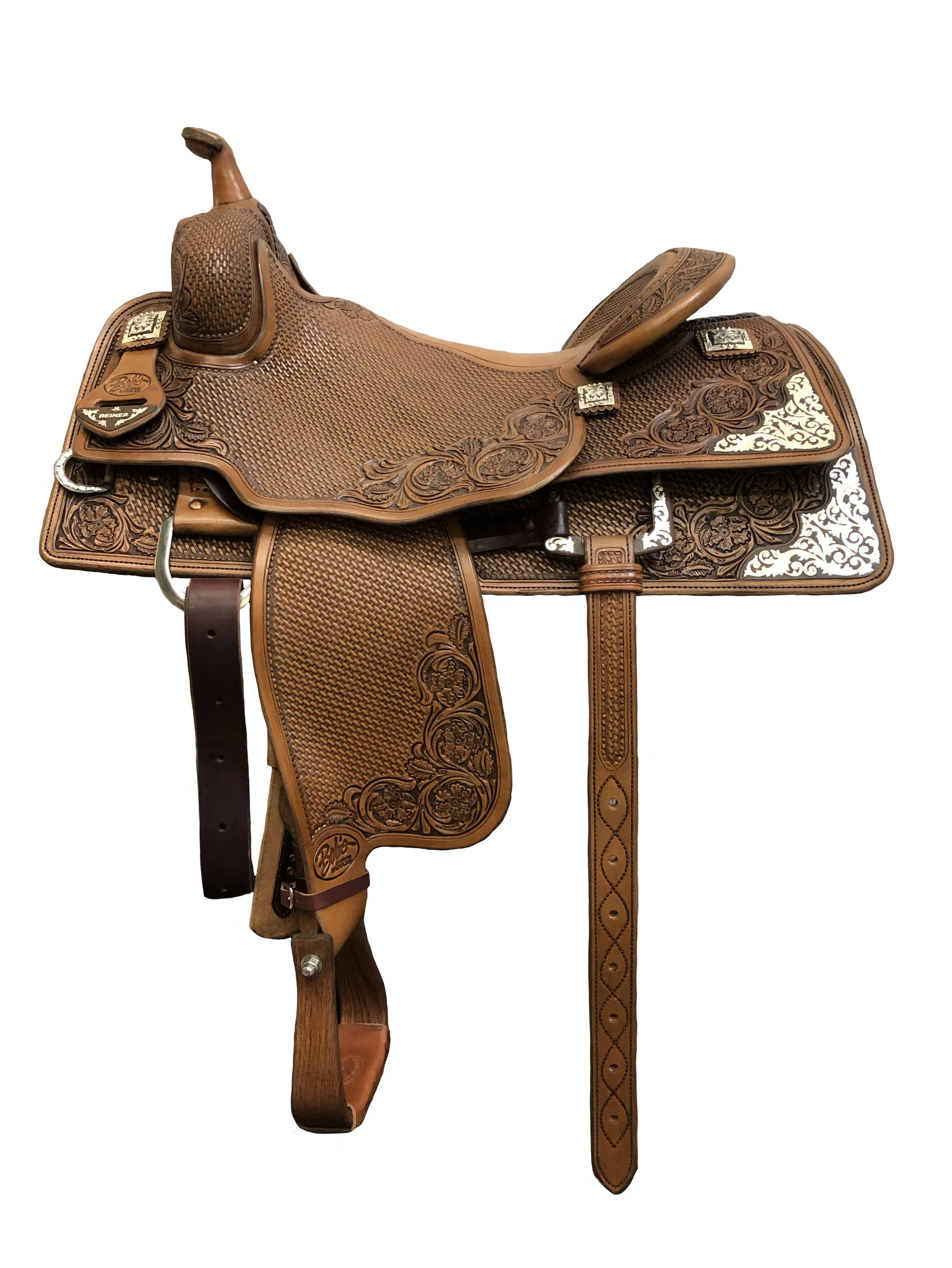 Jordan Larson Reiner 446 custom western saddle built for competitive reining with premium leather.