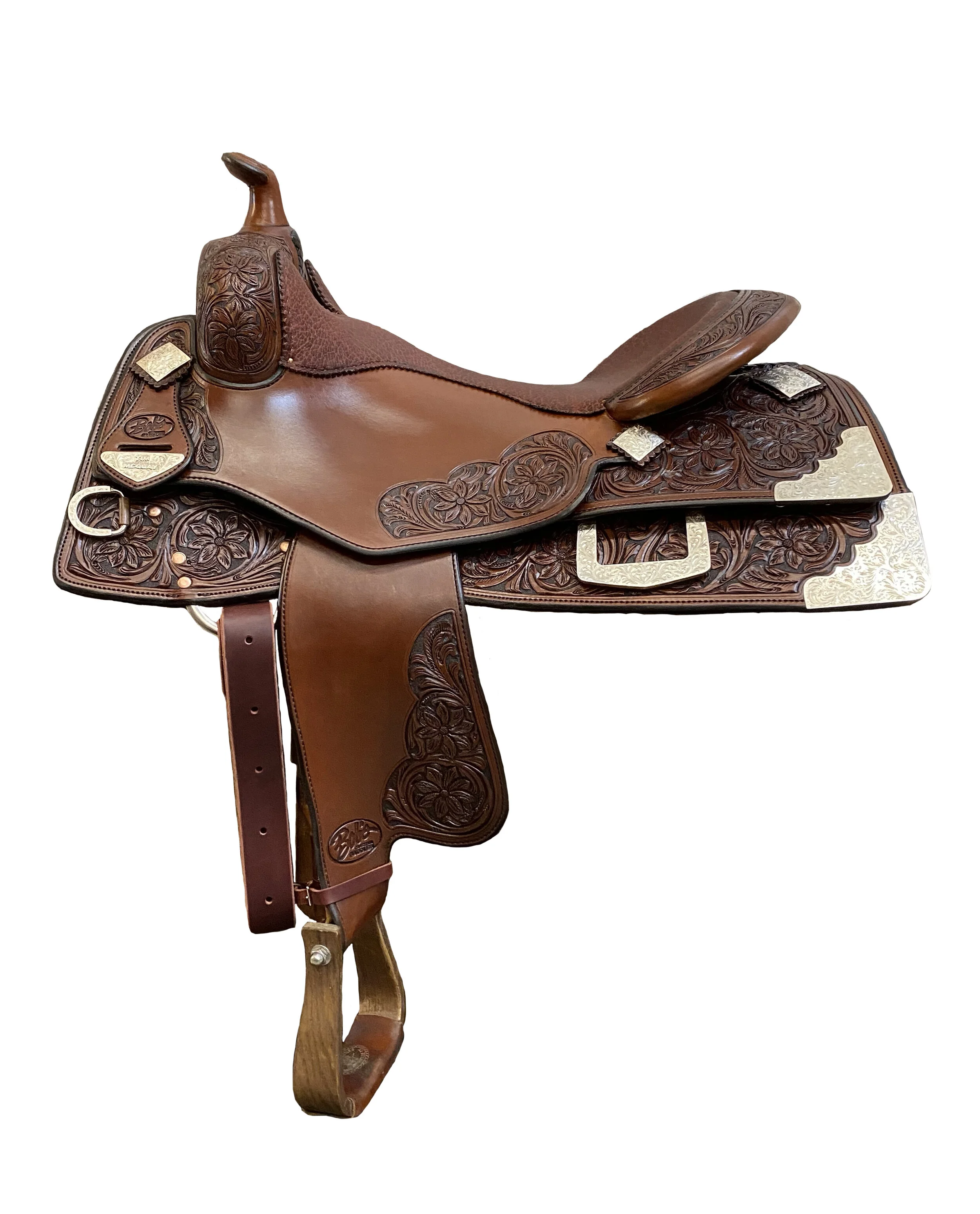 Tim McQuay 447 custom western saddle handcrafted for performance riding, comfort, and durability.
