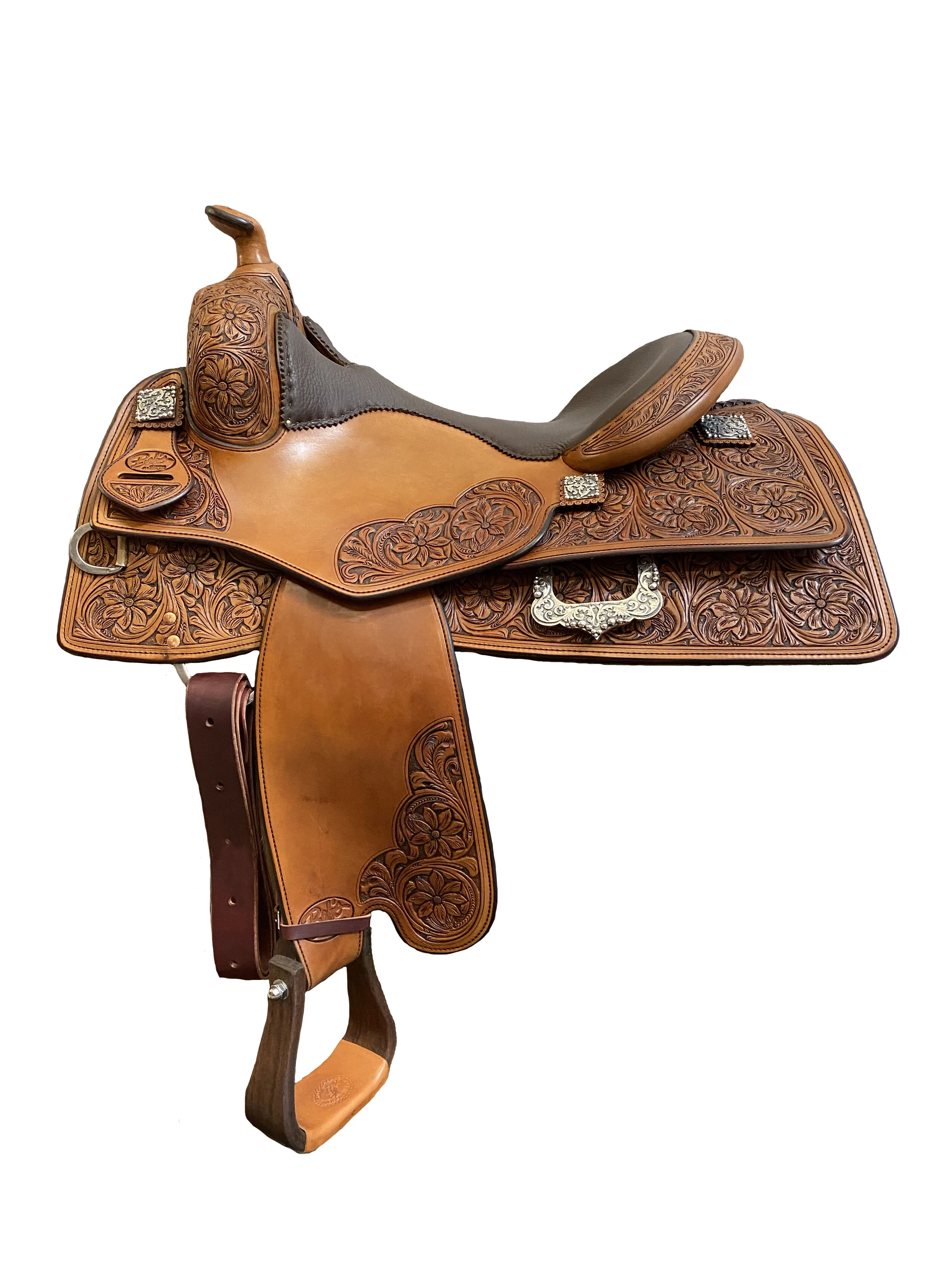 Tim McQuay 627 custom western saddle handcrafted for comfort, performance, and premium leather quality.