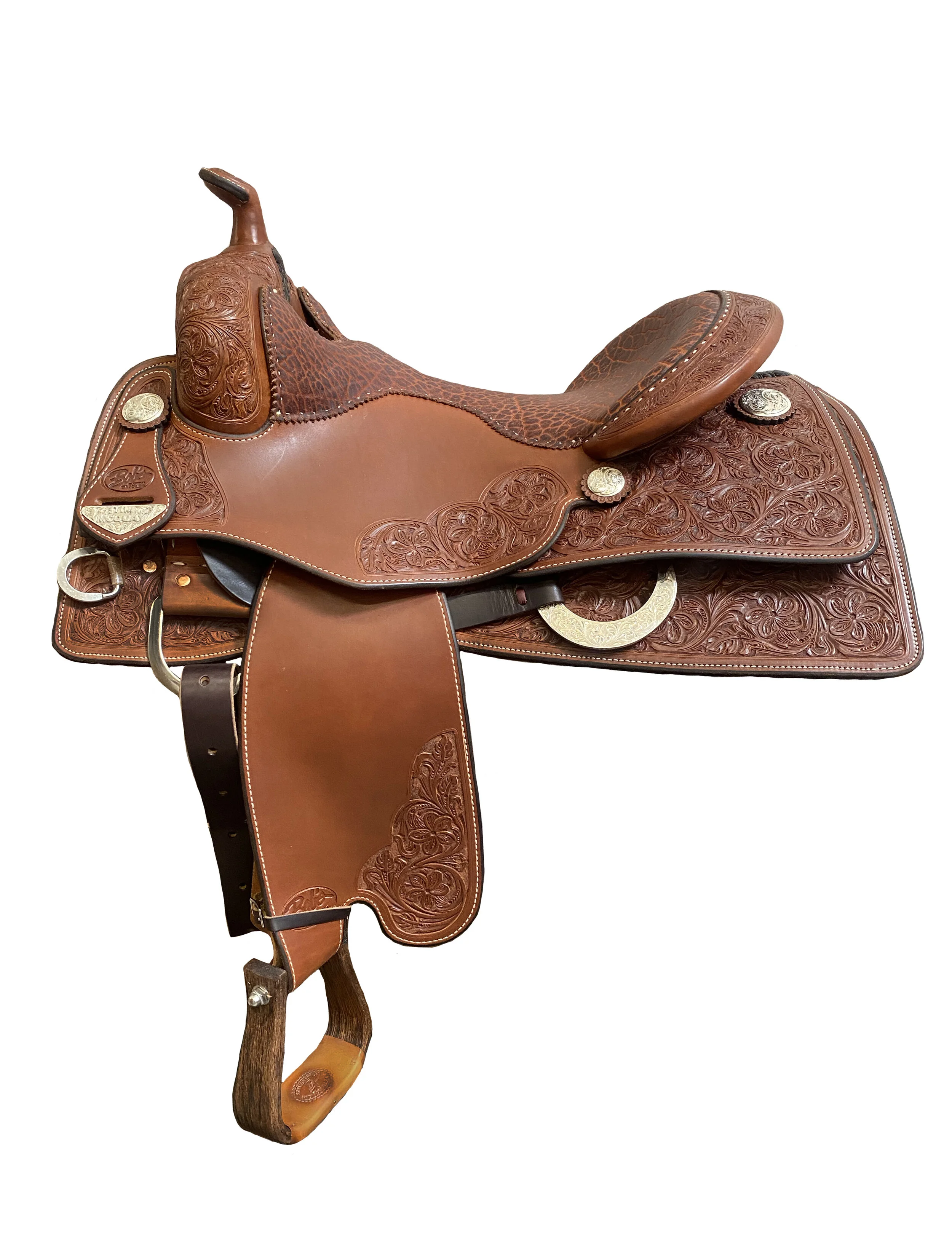 Tim McQuay 628 custom western saddle designed for premium comfort and competitive western performance.