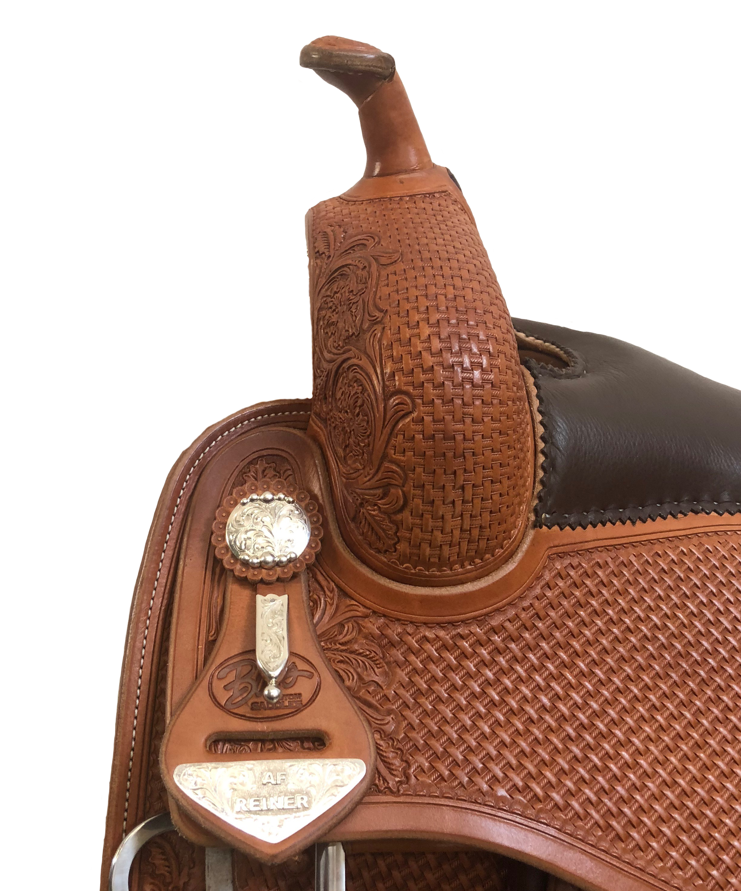 AF and JL Reiner saddle horn crafted for custom western reining saddles.