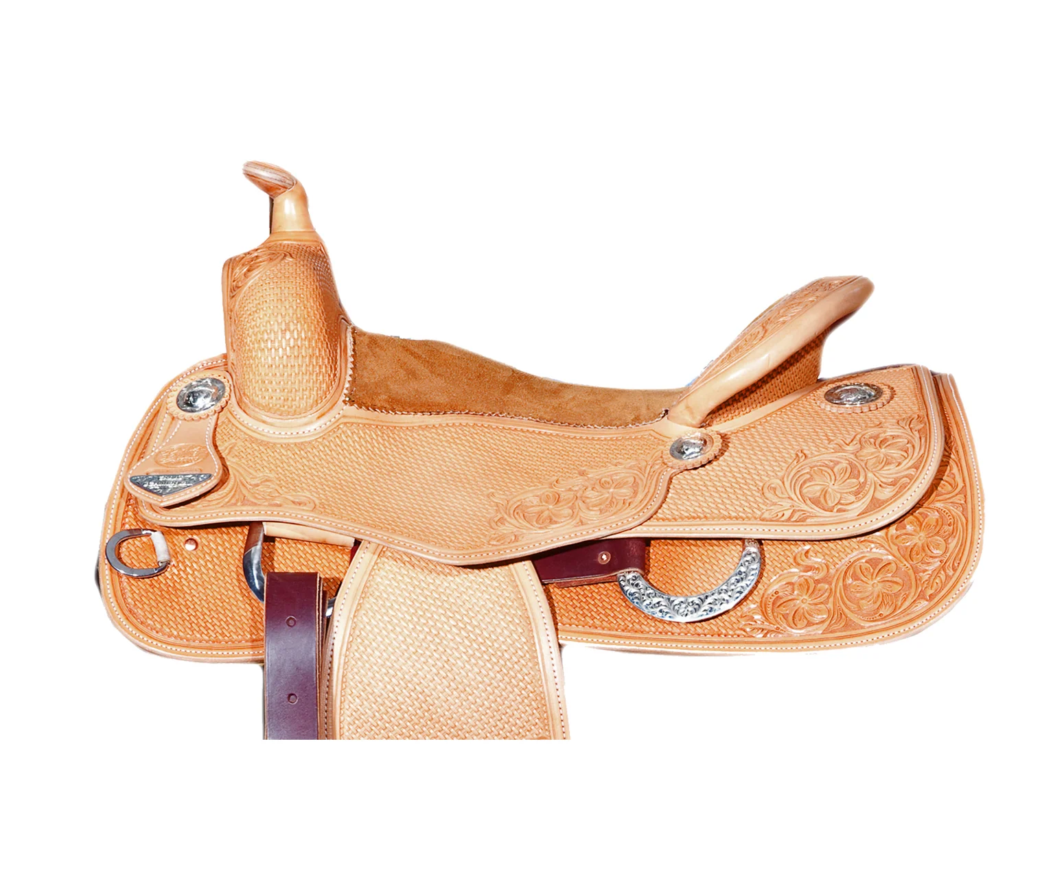 AF Tree open pocket reining saddle seat for close contact and rider balance.
