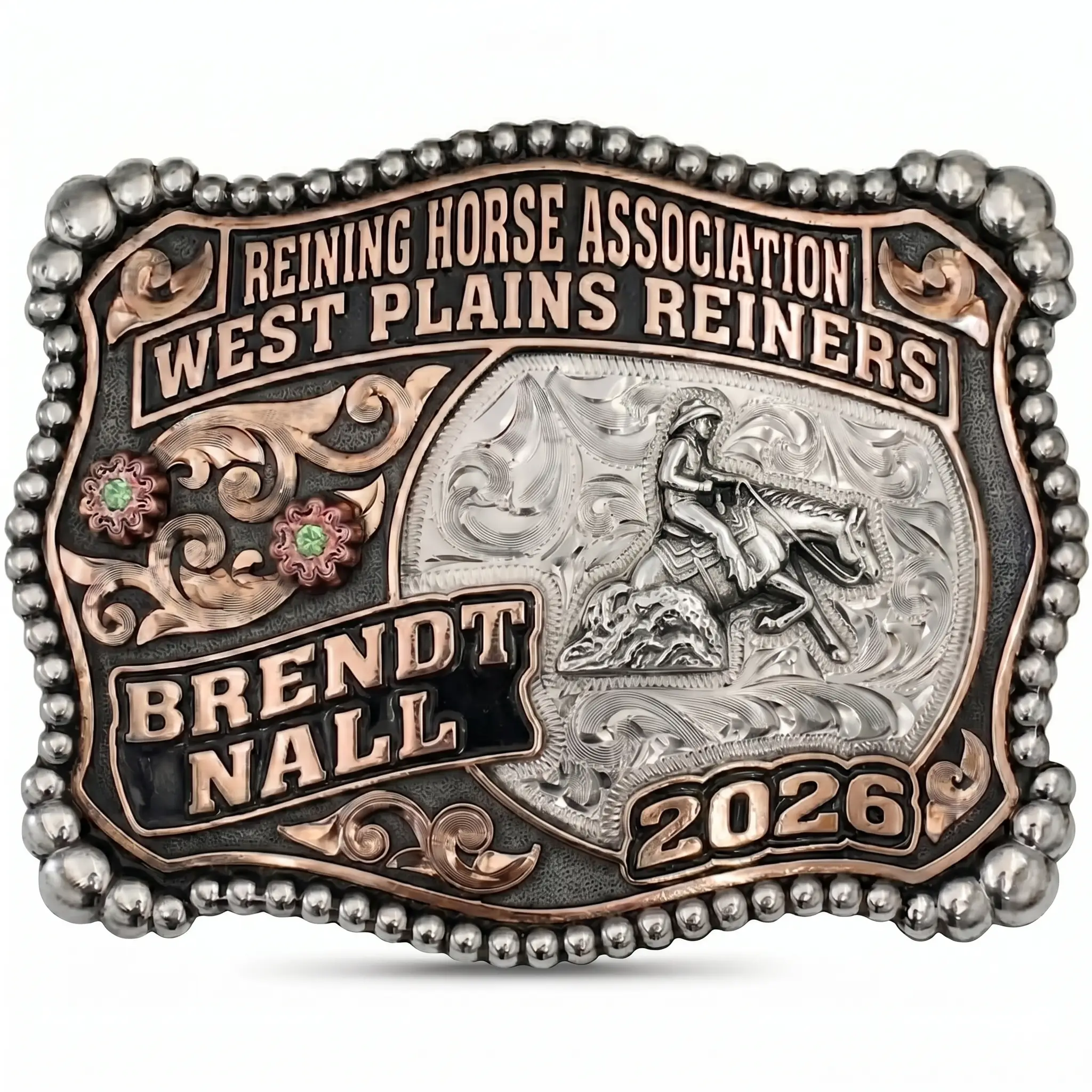 Aubrey western belt buckle handcrafted with premium engraving and classic western styling.