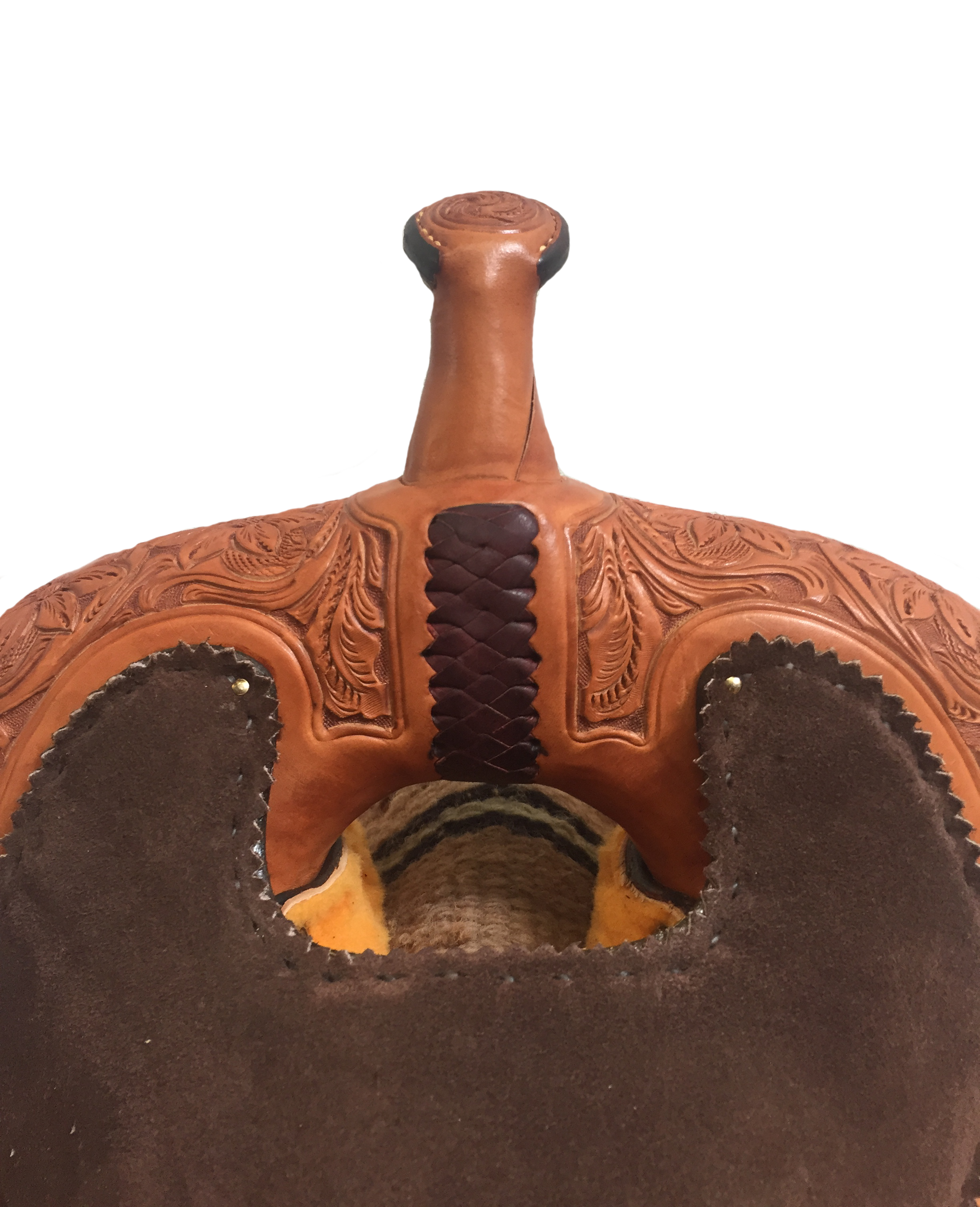 Avila saddle gullet with traditional laced styling for premium western saddles.
