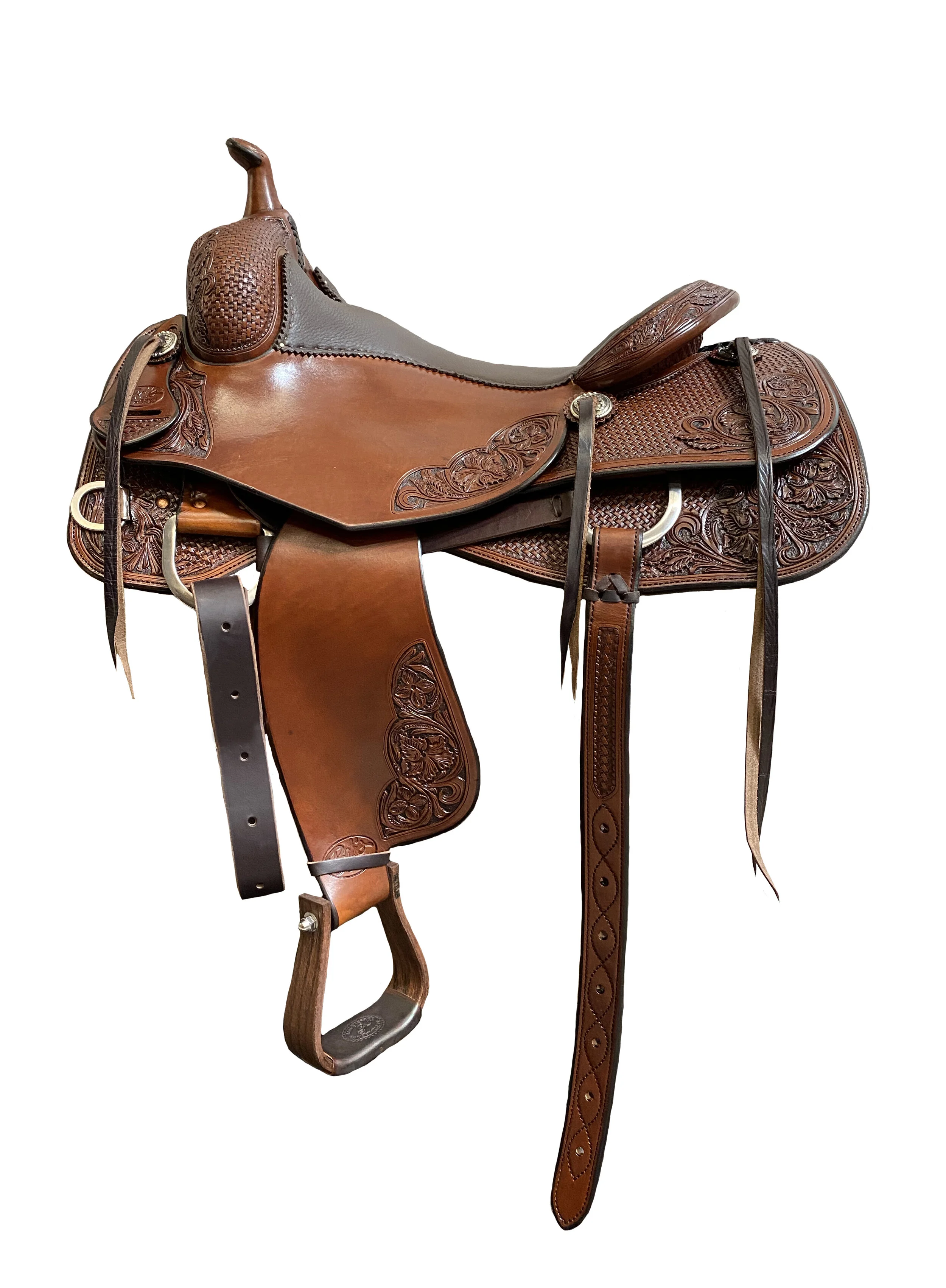 BCS Cowhorse Saddle 293 custom western saddle handcrafted for cowhorse performance and balance.