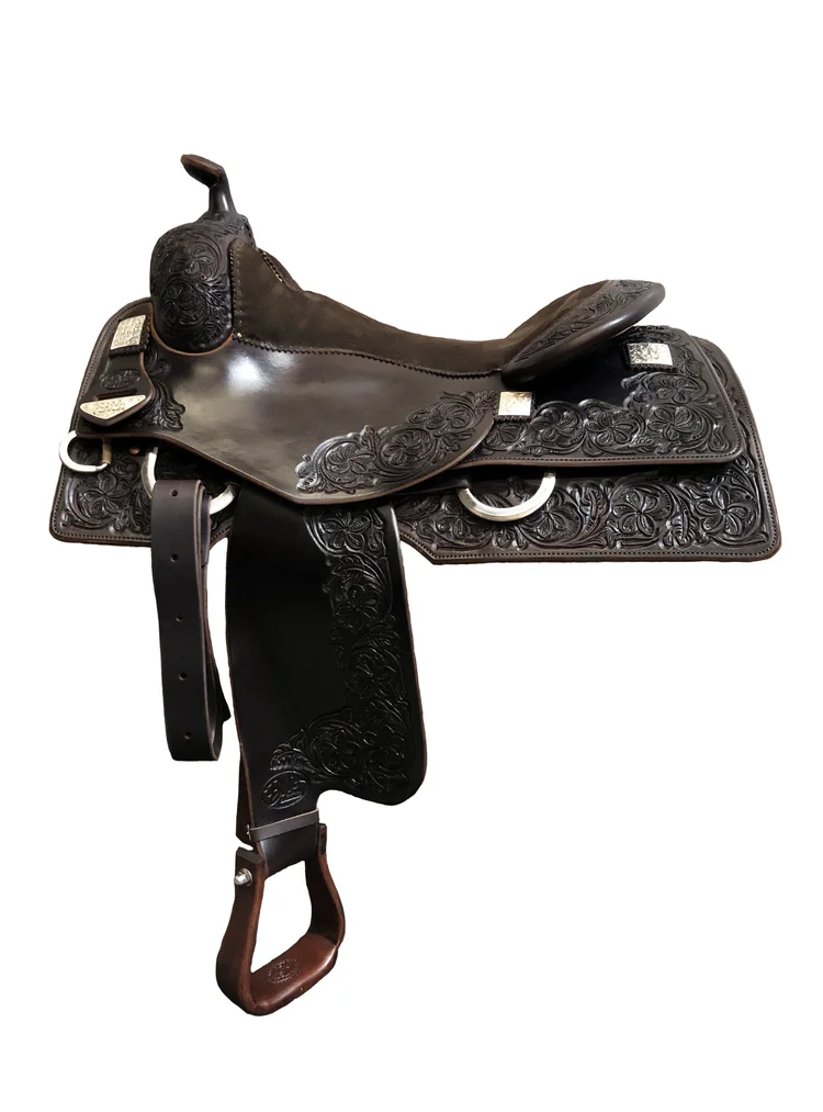 BCS Reiner 428 custom western saddle handcrafted for reining events with premium leather construction.