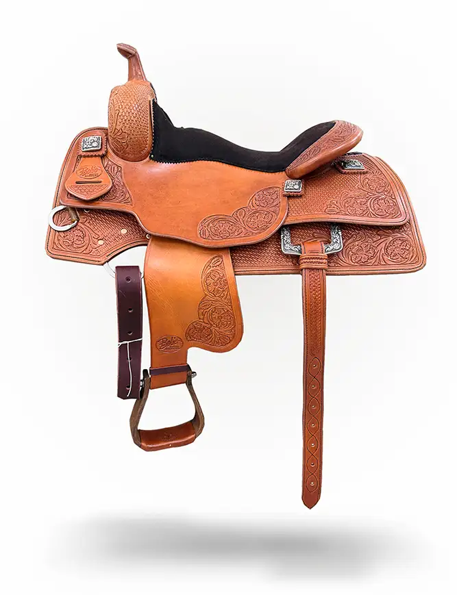 BCS Reiner Stock 412 premium western saddle built for reining performance and durability.