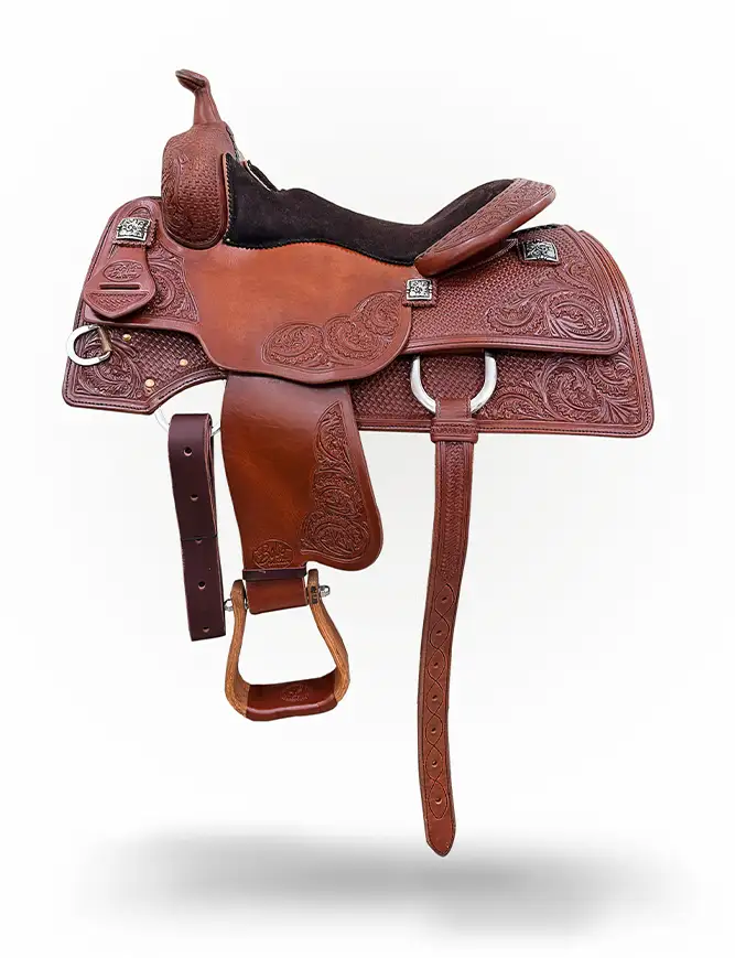 BCS Reiner Stock 413 custom western reining saddle crafted for comfort and precision riding.