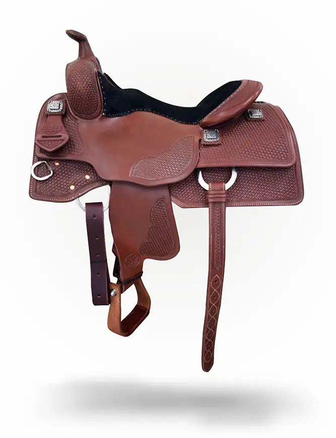 BCS Reiner Stock 417 premium western saddle handcrafted for reining and performance riding.