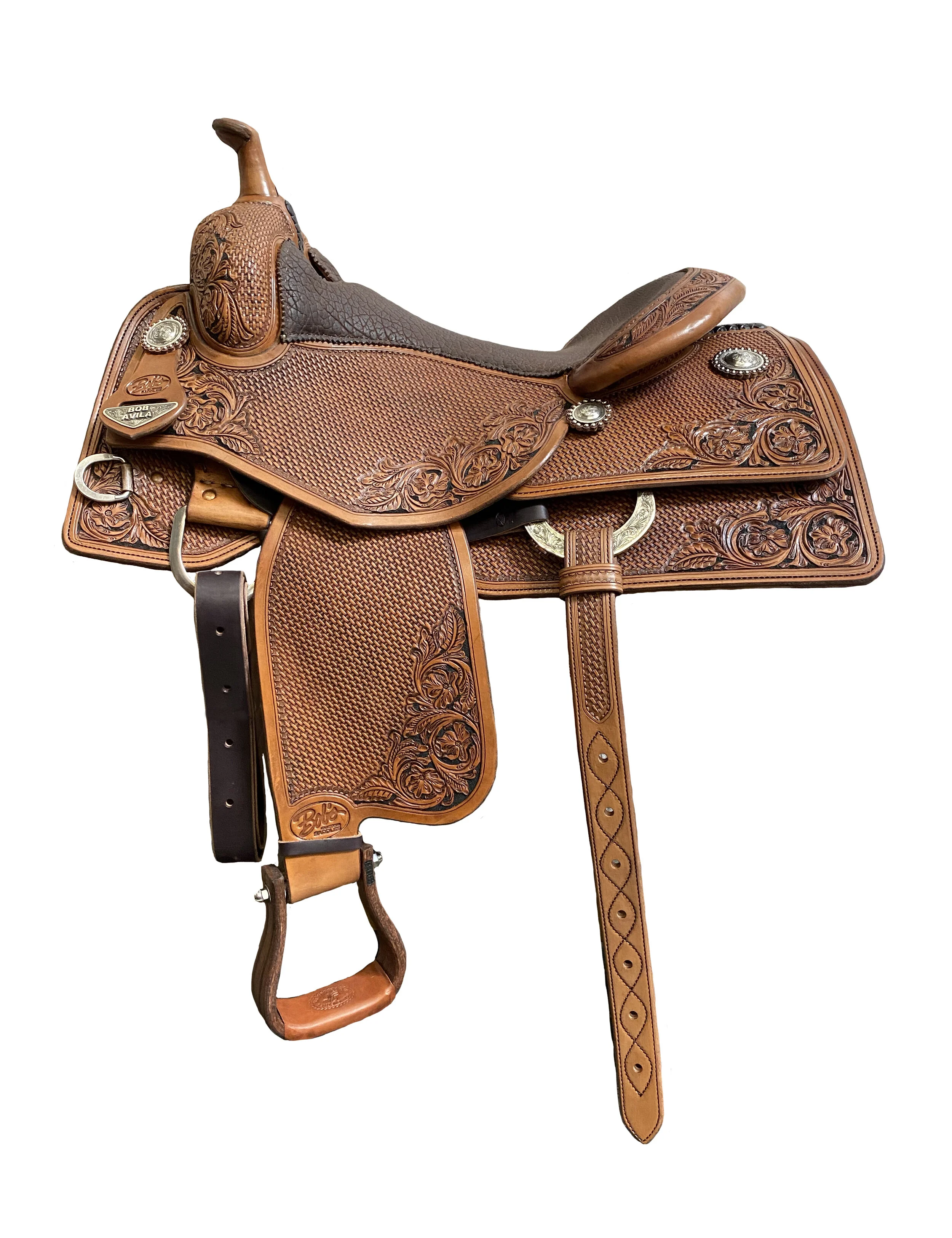 Bob Avila Reiner 306 custom western saddle handcrafted for reining performance, balance, and rider comfort.