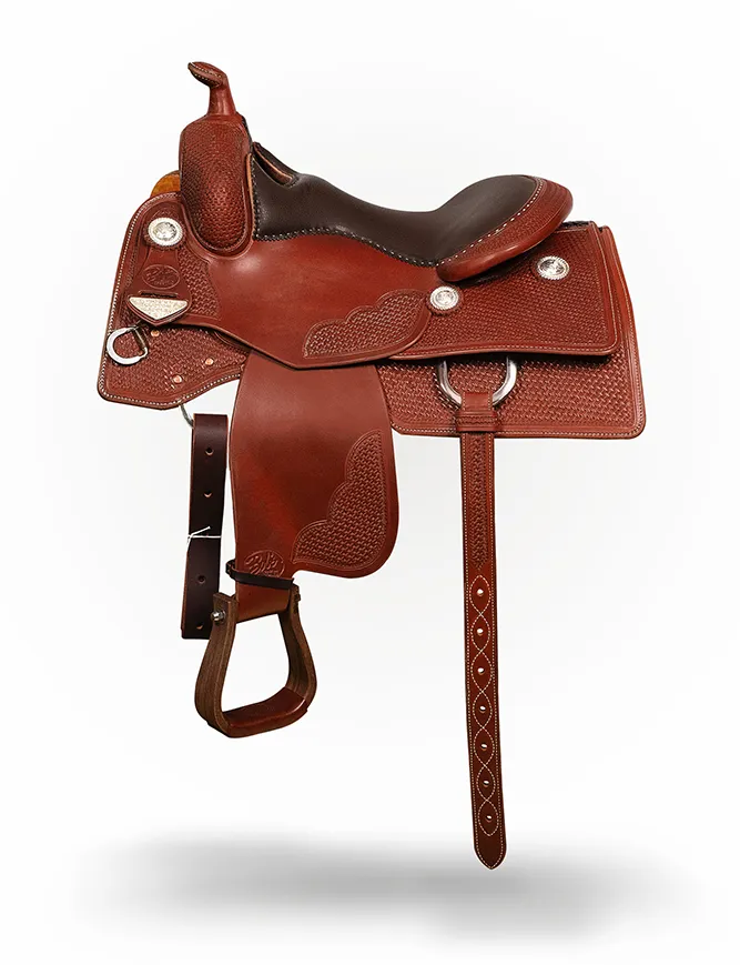 Bob Avila Stock 428 premium western reining saddle designed for balance and comfort.