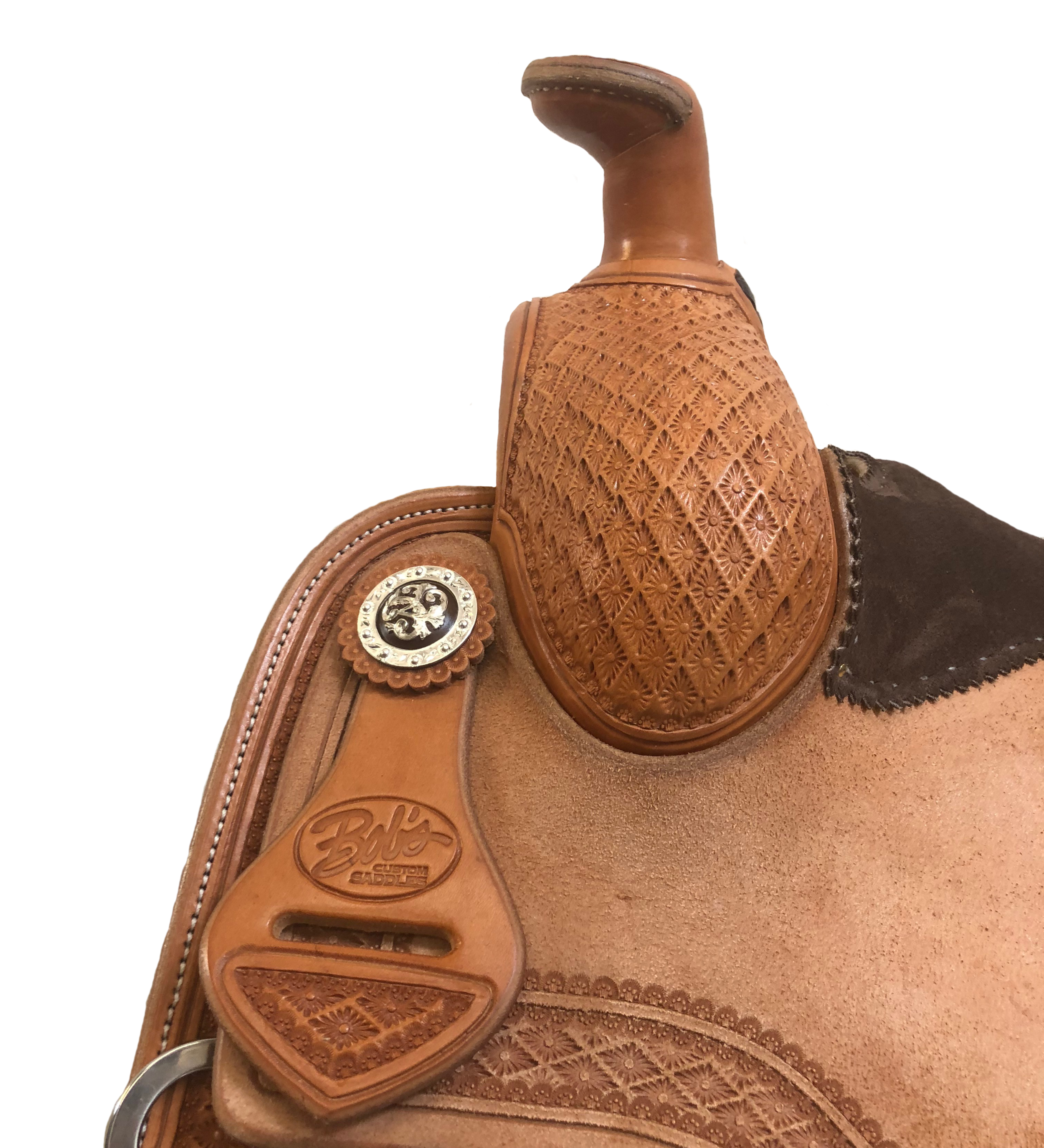 Custom roper saddle horn designed for ranch work and western roping saddles.