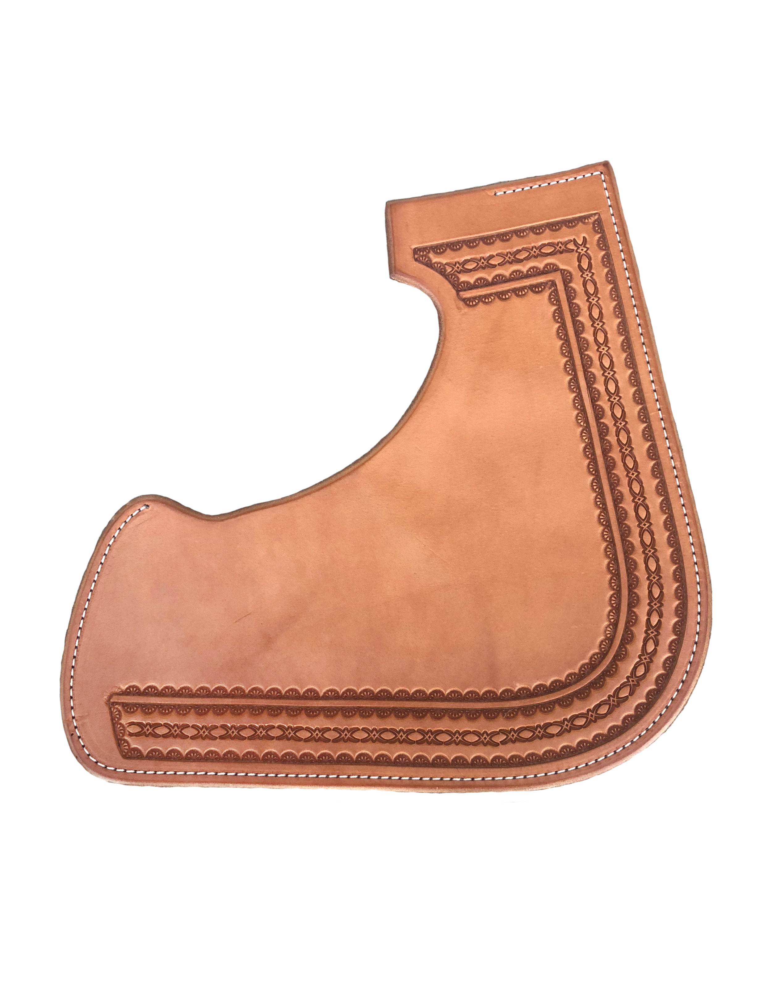 CW border with V wave stamp for decorative western saddle tooling.