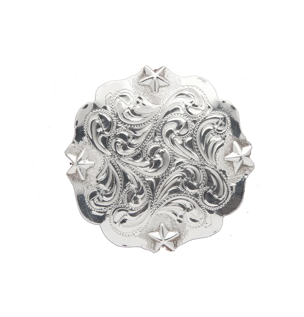 Desert Star silver concho handcrafted for custom western saddles and tack.