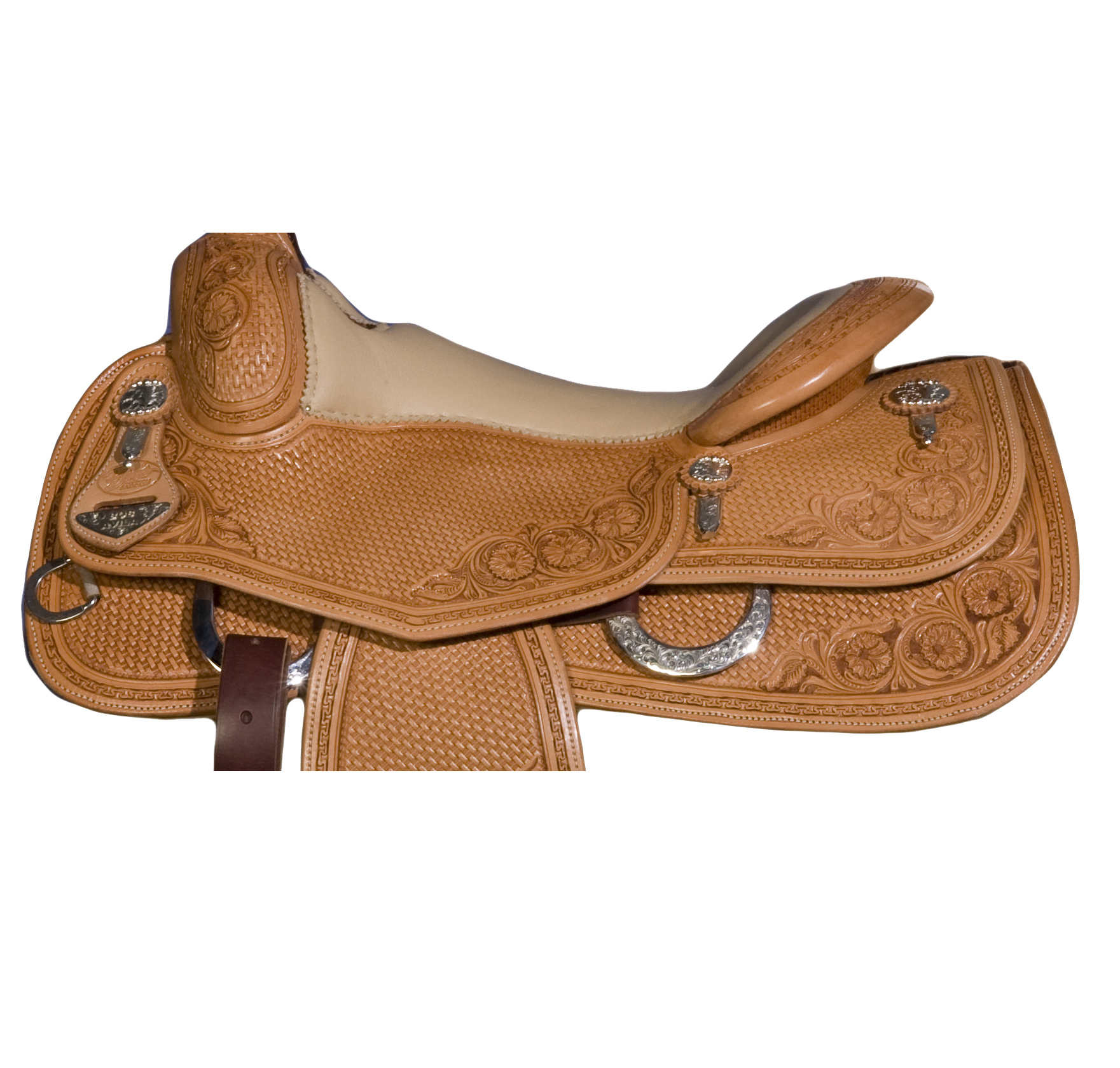 Double padded western saddle seat with foam and rubber for reining performance.