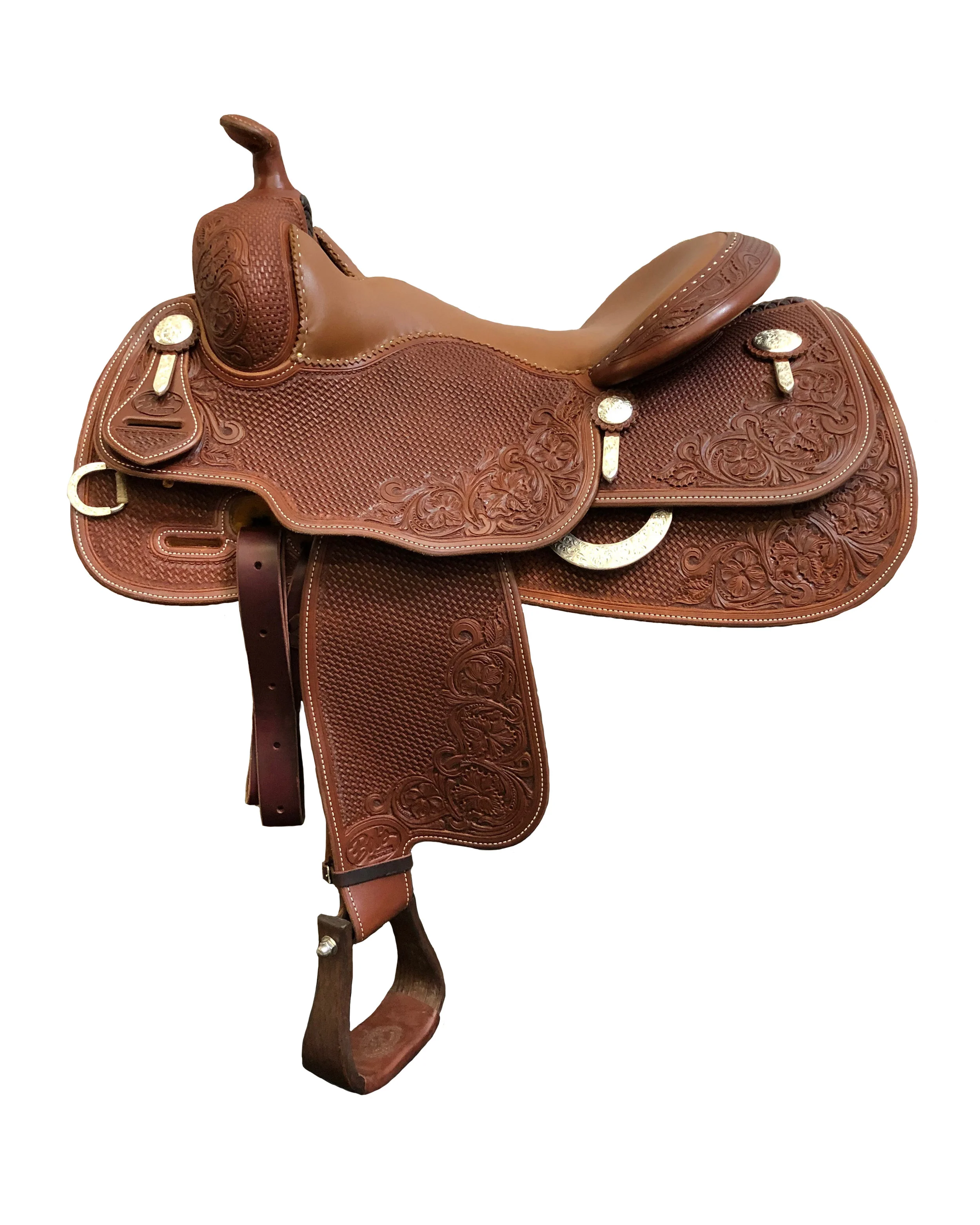 Duane Latimer 628 custom western saddle handcrafted for performance riding, comfort, and durability.
