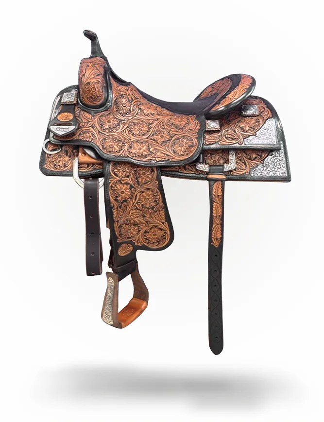 Jordan Larson Stock 399 premium western reining saddle built for competitive performance and balance.