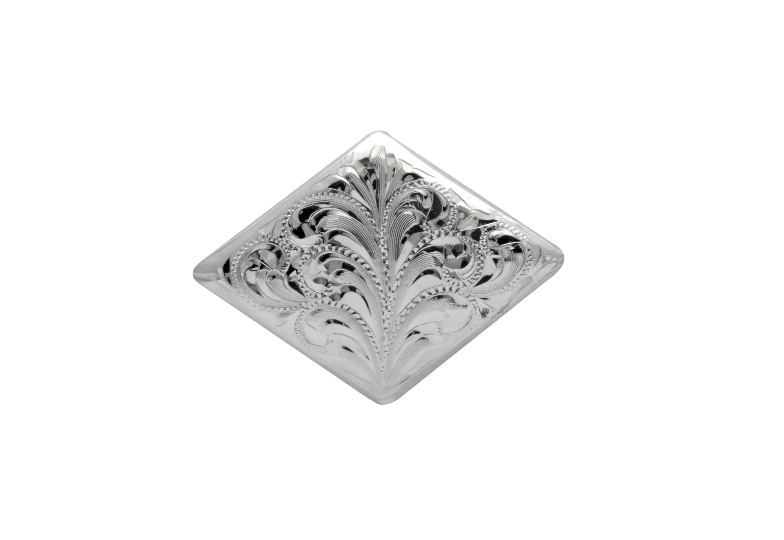 Merced Diamond silver concho featuring a classic western design for custom leatherwork.