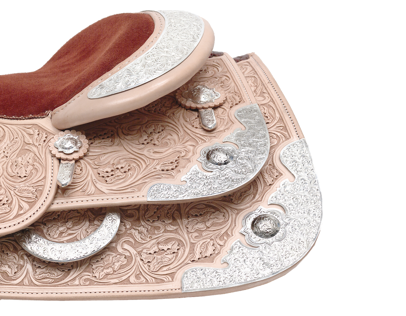 Mission rear skirt plates designed for premium custom western saddle upgrades.