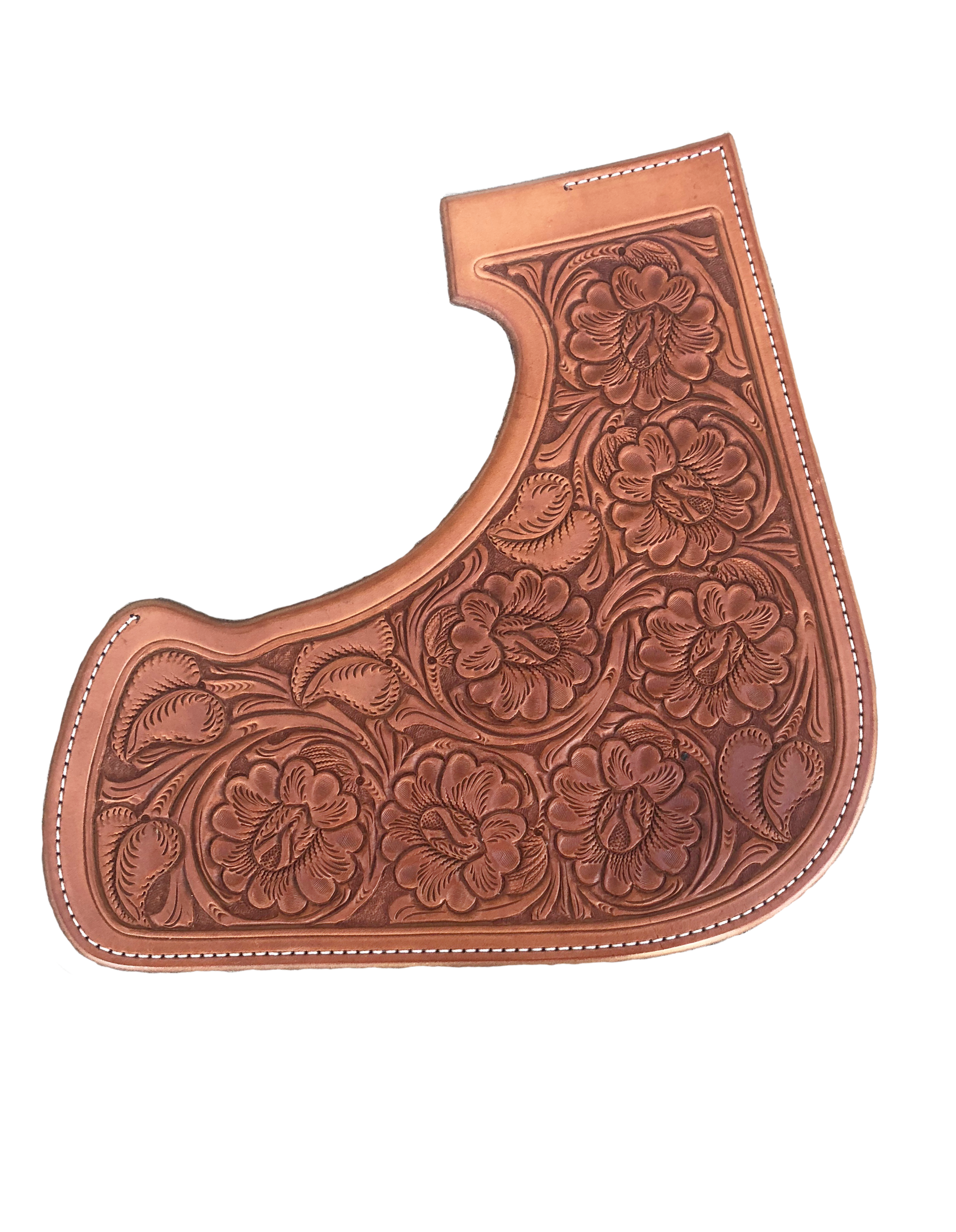 Payson floral leather tooling for custom western saddle craftsmanship.