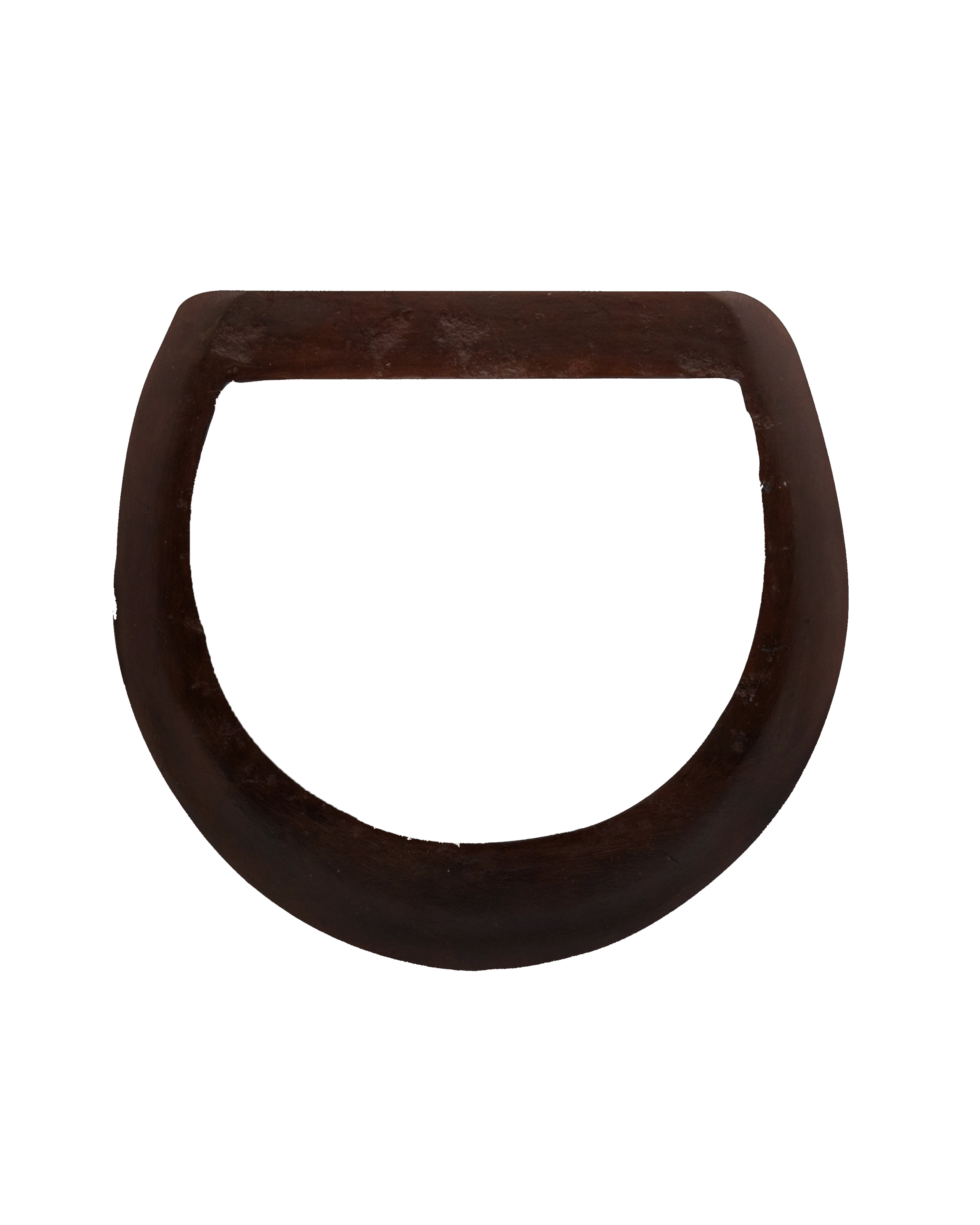Round rust iron rear Dee crafted for ranch saddles and western tack.