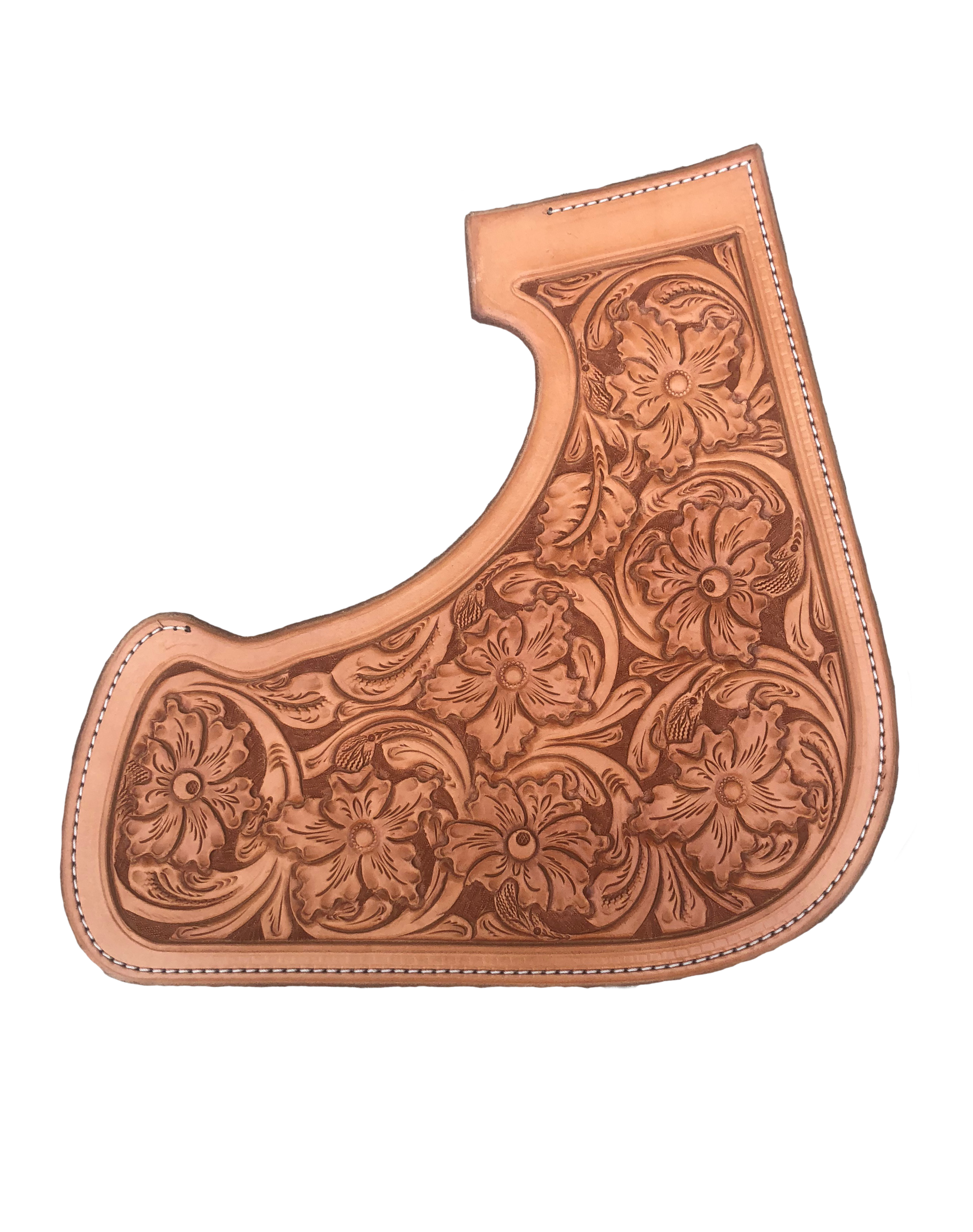 Sheridan floral leather tooling handcrafted for premium western saddles.
