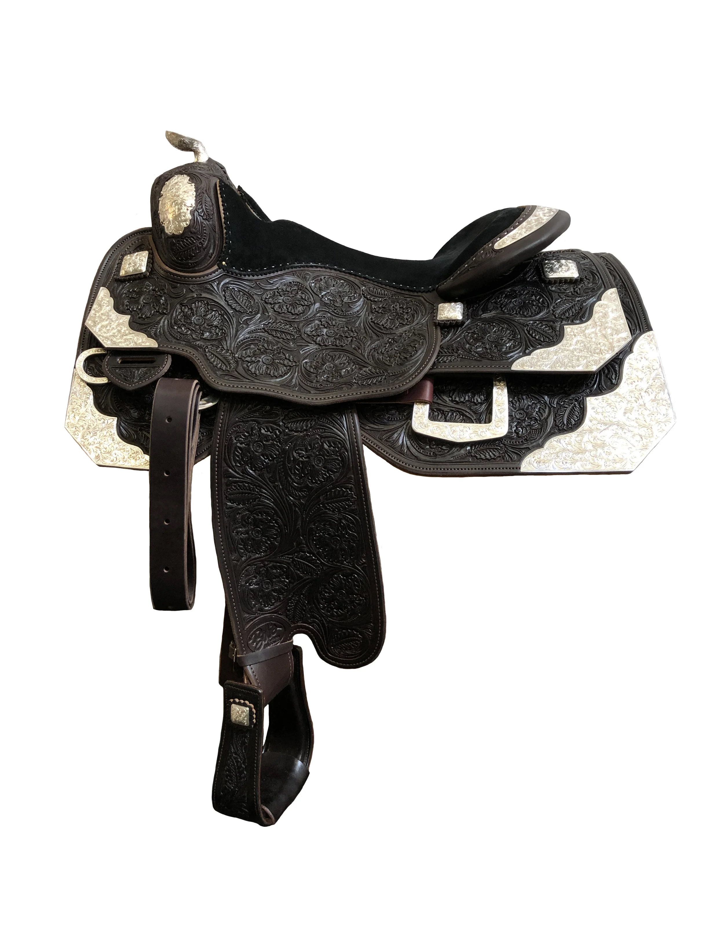 Silver Show Saddle 085 premium western show saddle handcrafted with silver accents and leather.