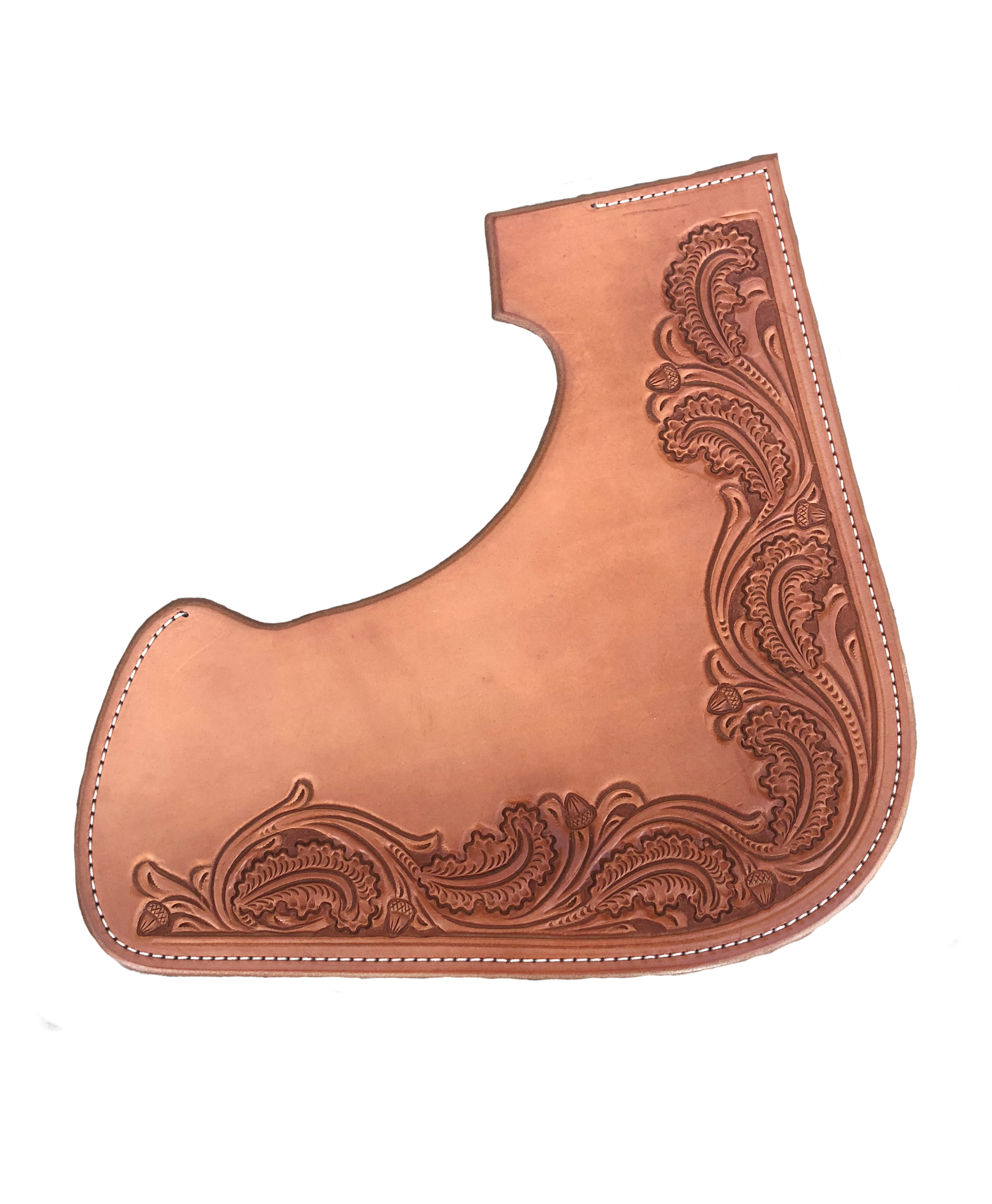 Small acorn floral border tooling for custom western saddles.