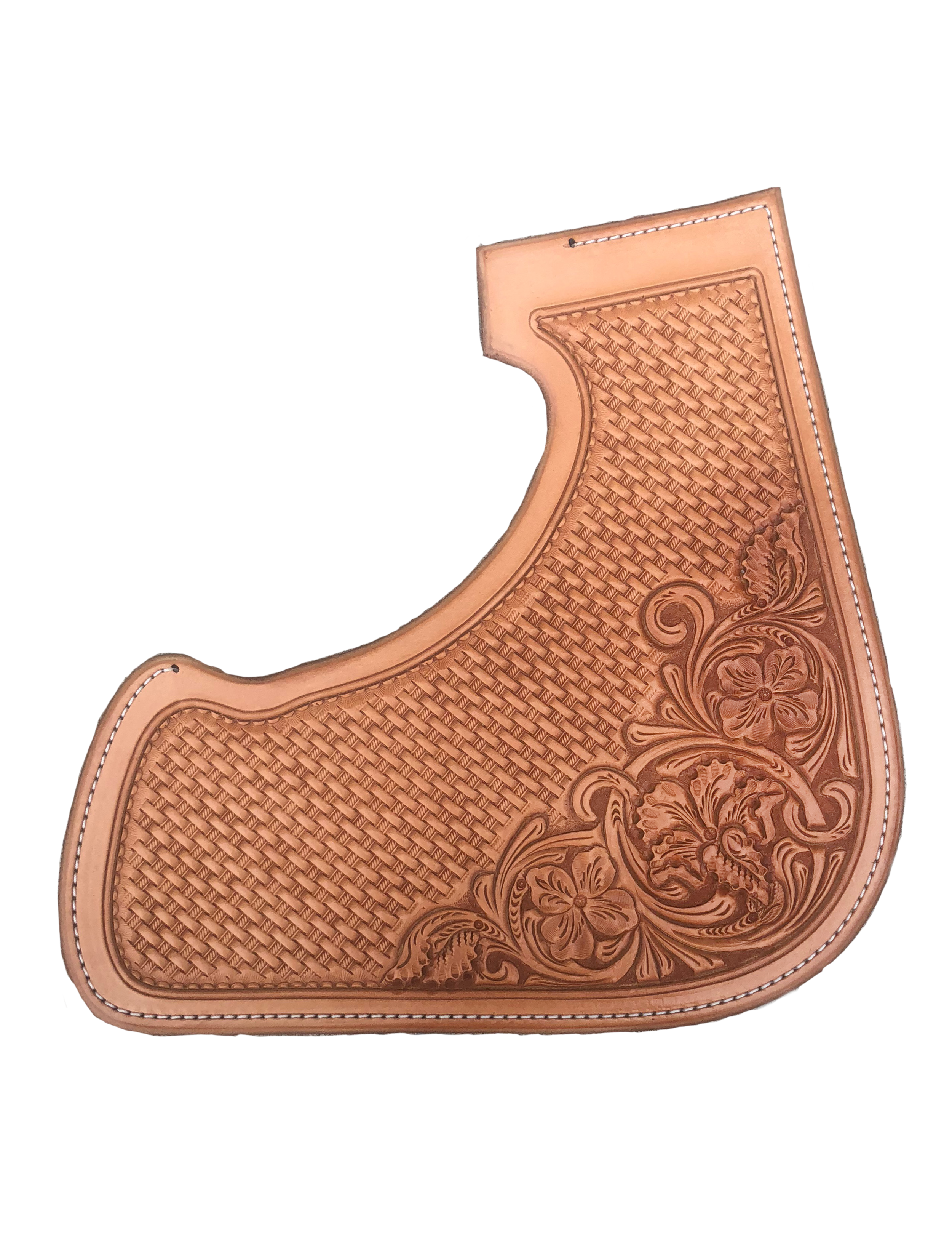 Small basket stamp with Scottsdale floral corners for premium saddle tooling.