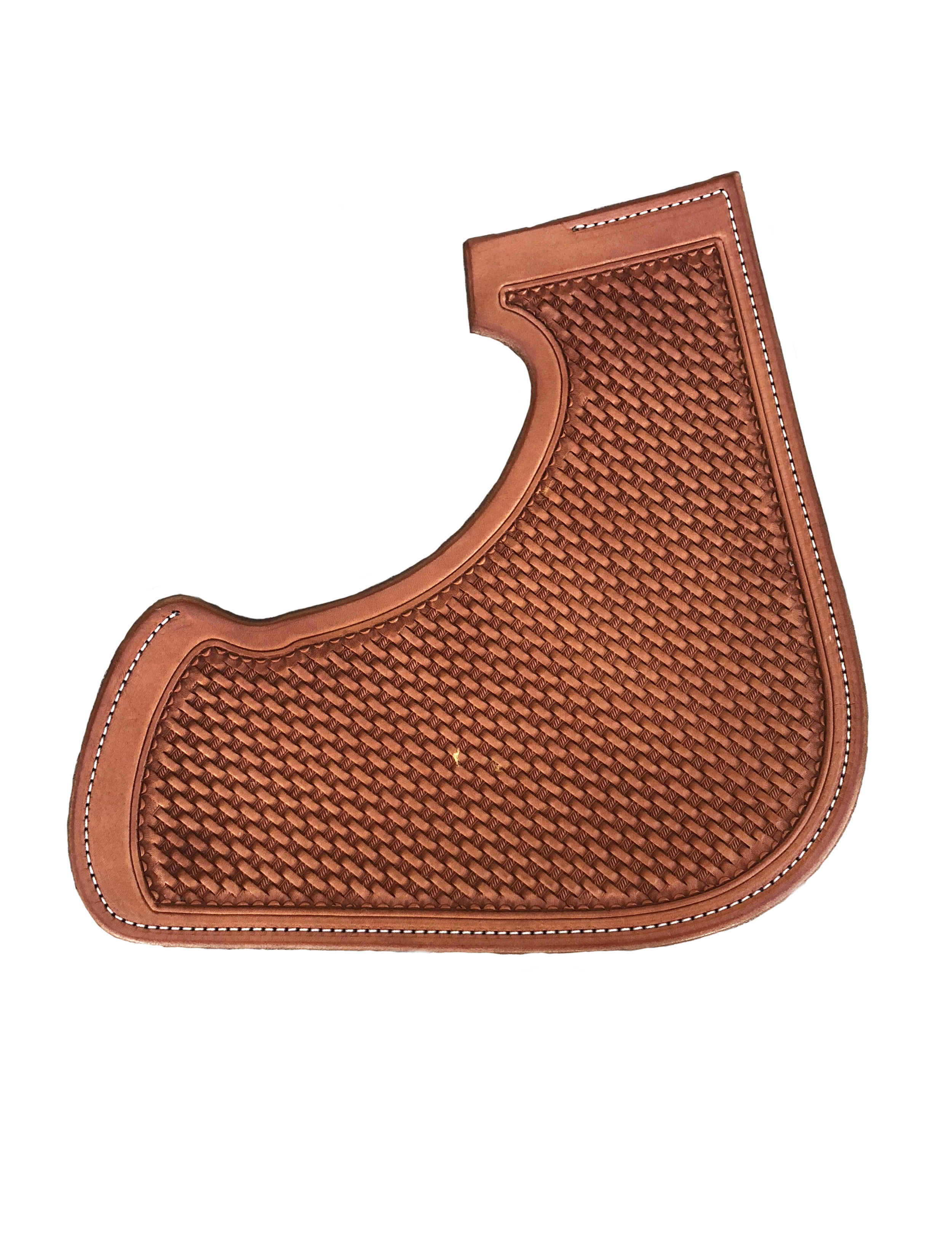 Small basket stamping tooling for decorative western saddle leather.