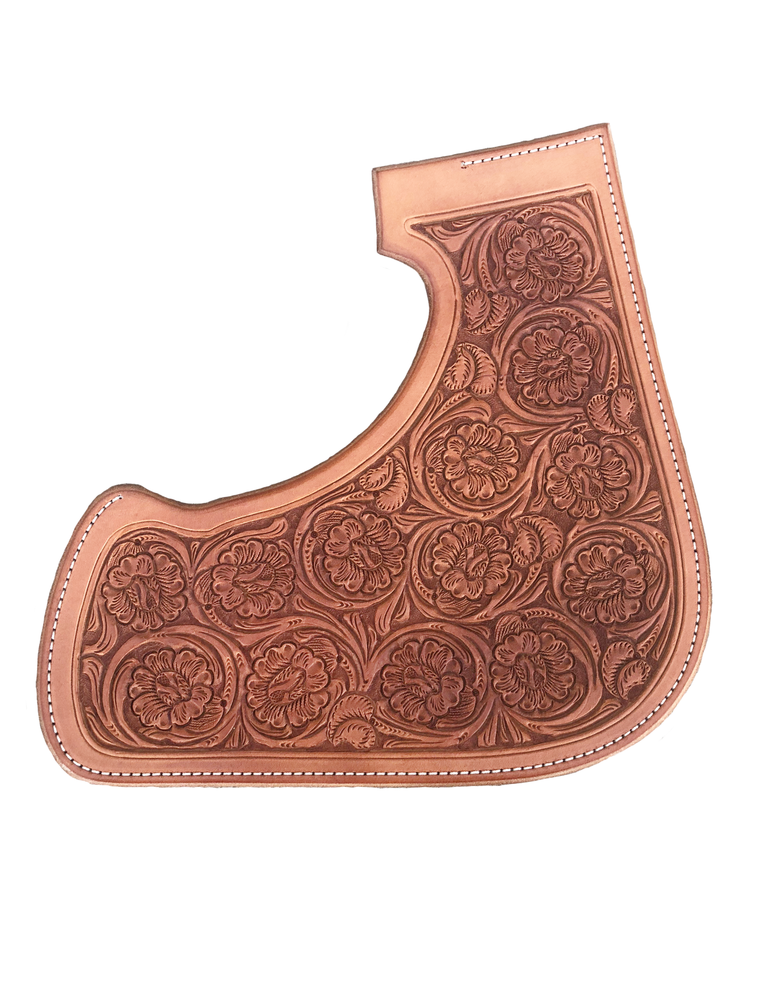 Small Payson floral tooling for custom western saddle leatherwork.