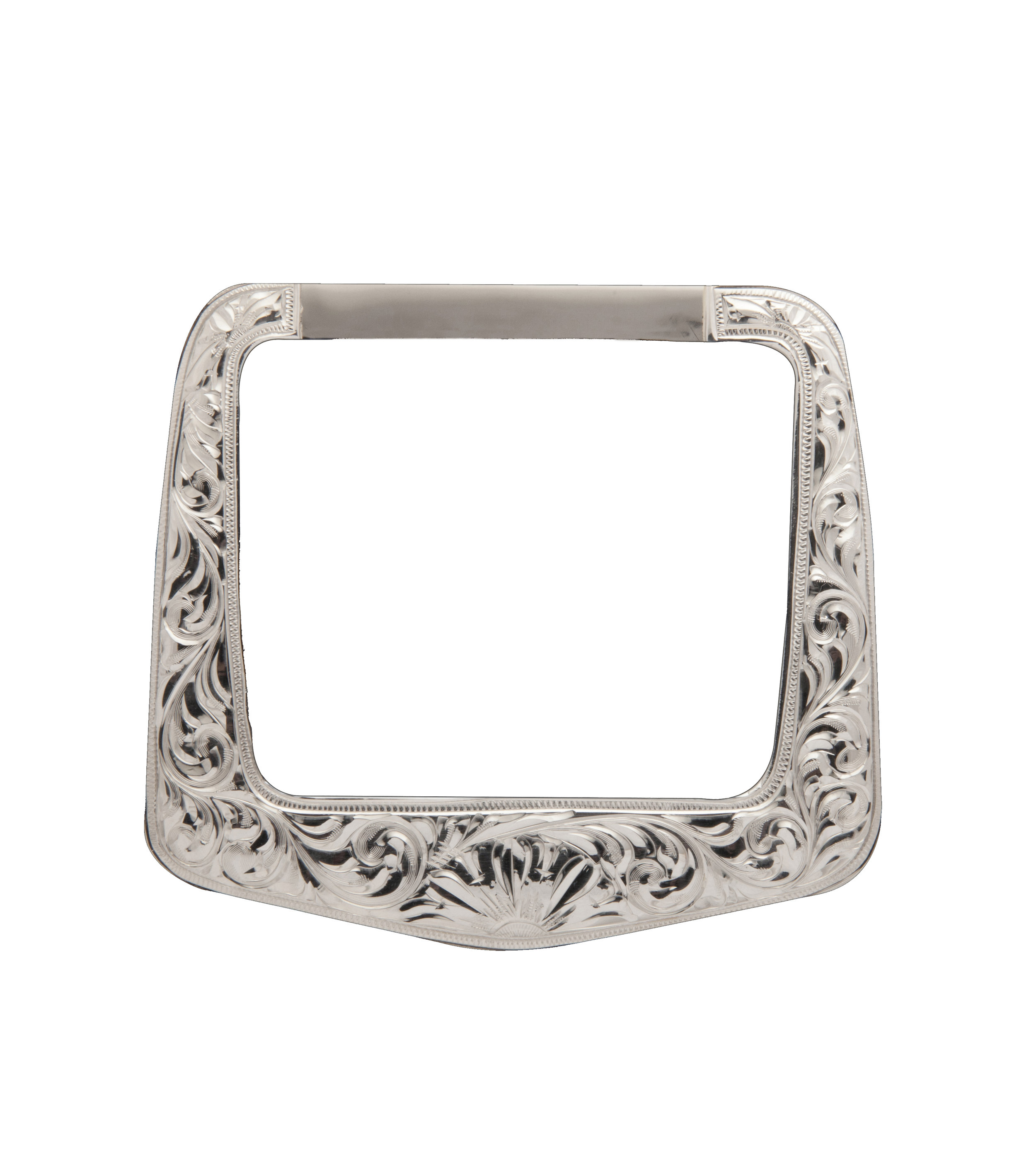 Square silver rear Dee featuring classic western styling for custom saddles.
