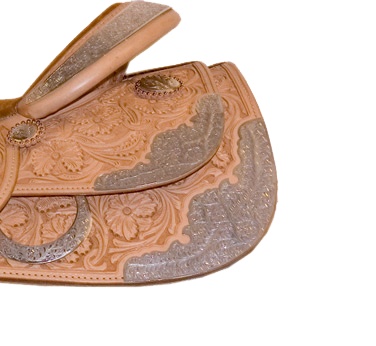 Tempe rear skirt corners and housing plates crafted for custom western saddles.