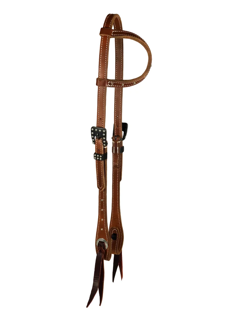 The Roughrider smoothout western headstall handcrafted from premium leather with a clean, classic finish.