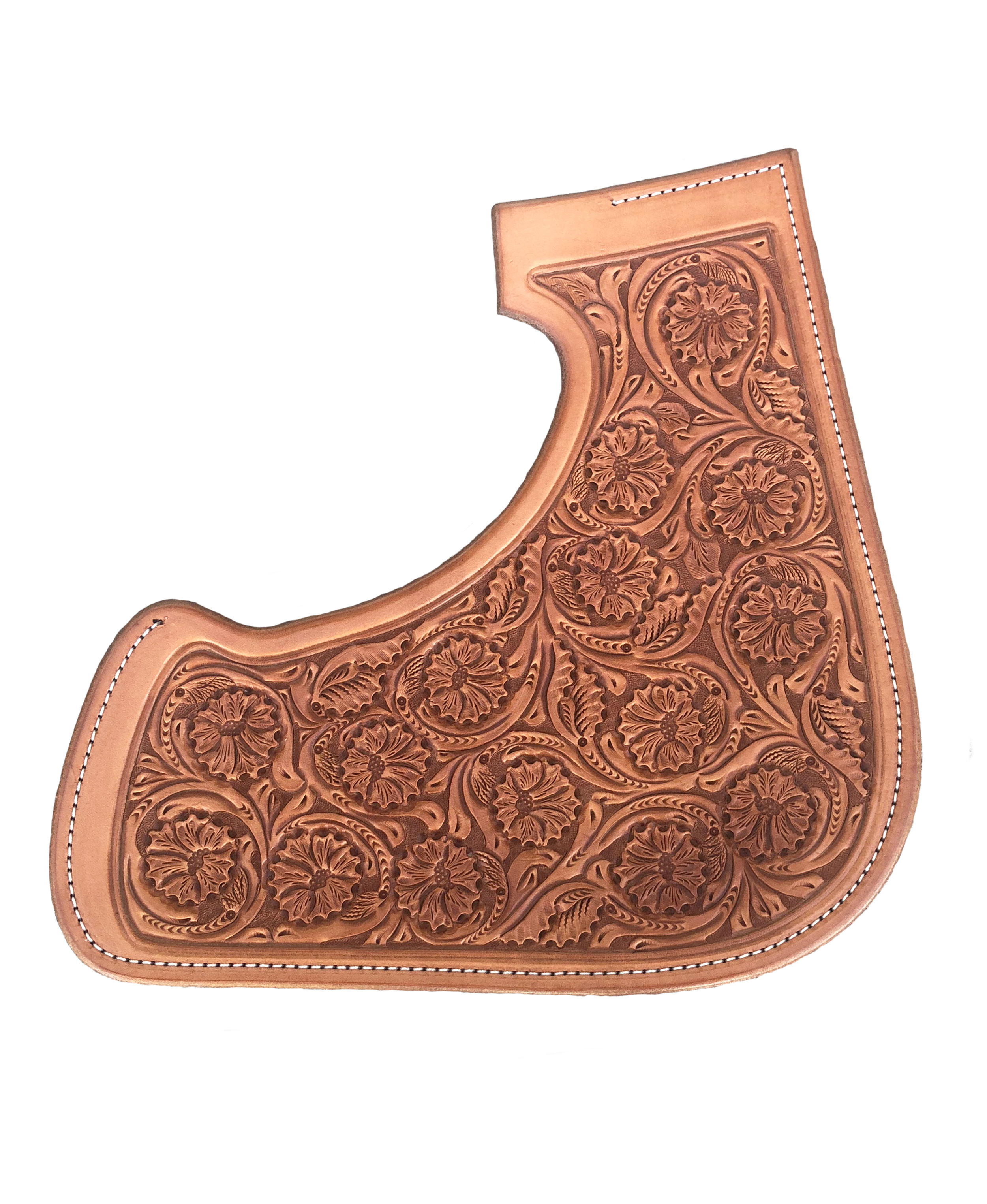 Tilo floral leather tooling for decorative western saddle leatherwork.