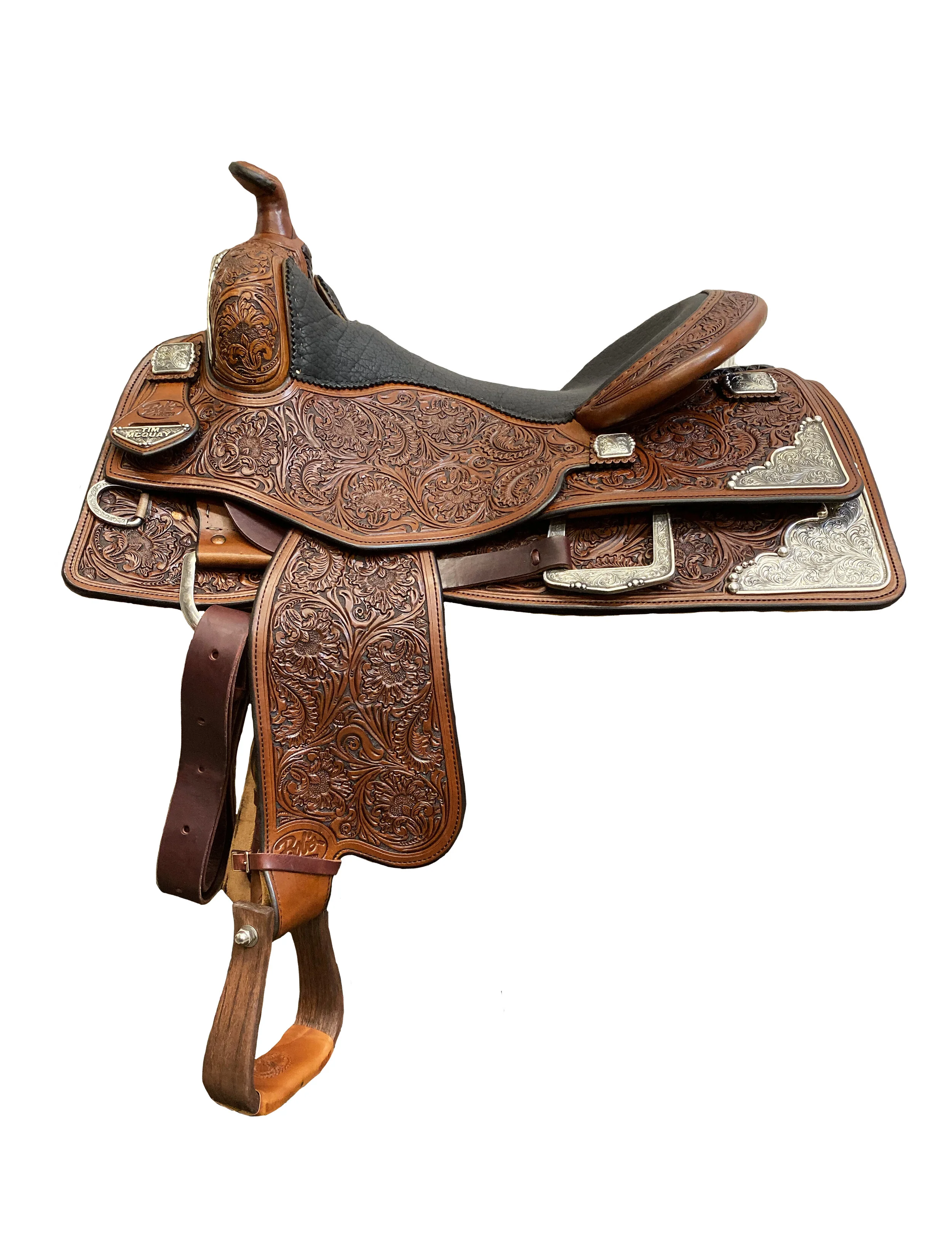 Tim McQuay 485 custom western saddle built for confident riding with comfort and premium craftsmanship.