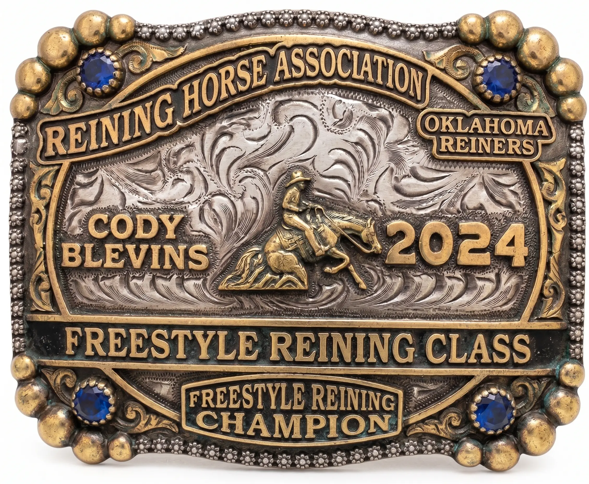 Tulsa custom western cowboy belt buckle featuring detailed engraving and premium craftsmanship.