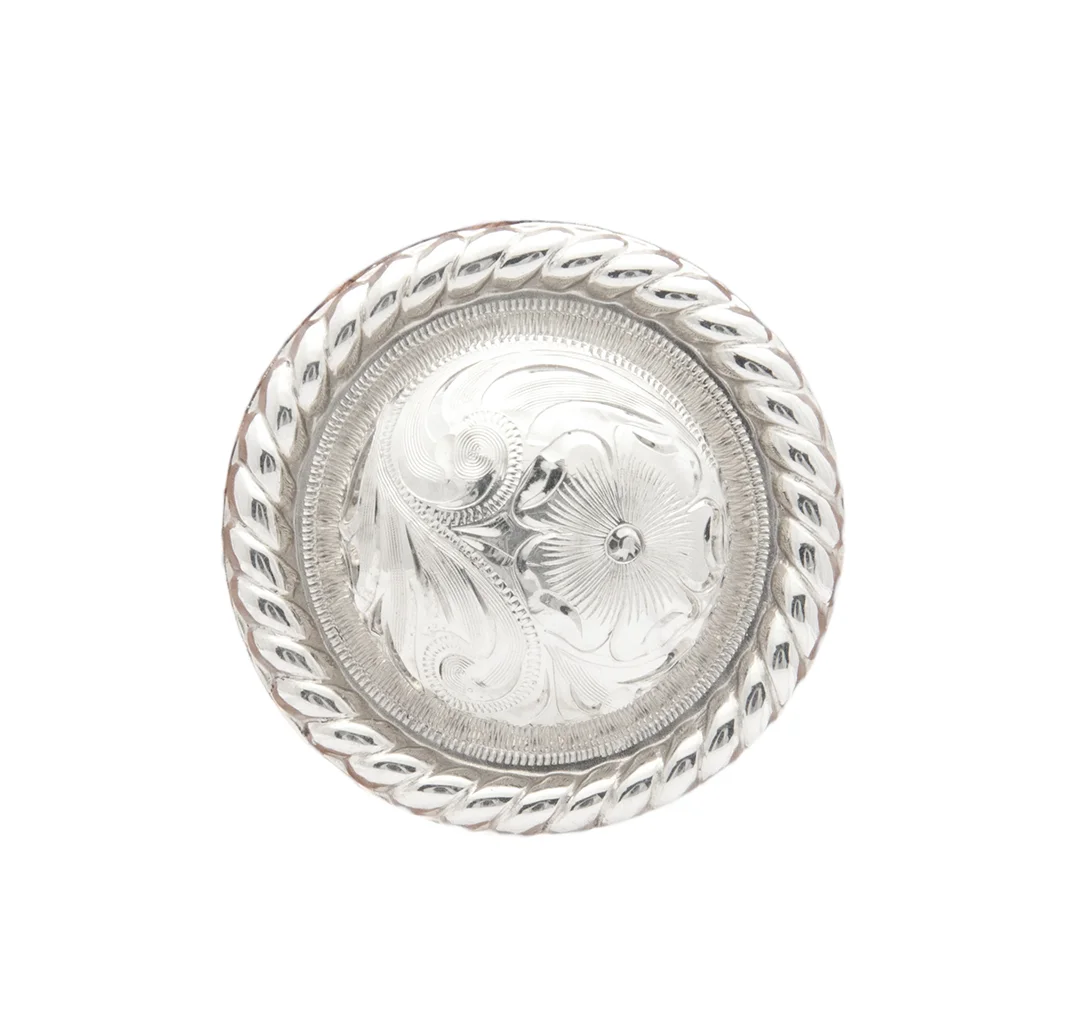 West Coast German silver concho crafted for premium western saddles and tack.