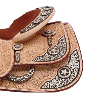 Worth iron rear skirt corner and housing plates for western saddle customization.