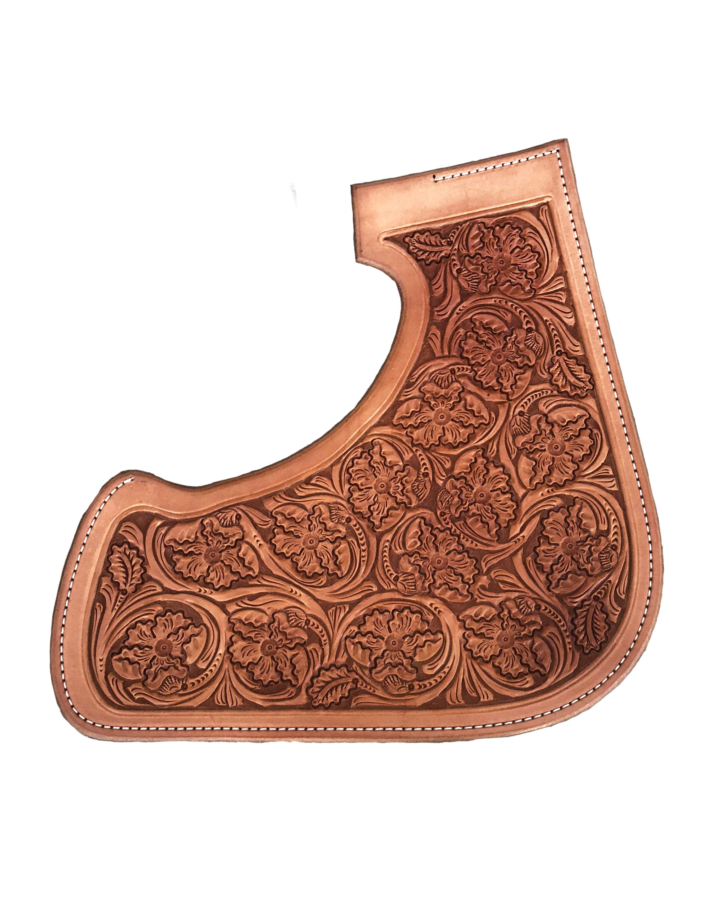 Extra small wild rose floral tooling for custom western saddles.
