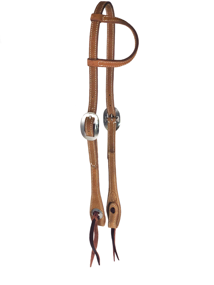 Roughout one ear western headstall handcrafted from premium leather for durability, comfort, and performance.